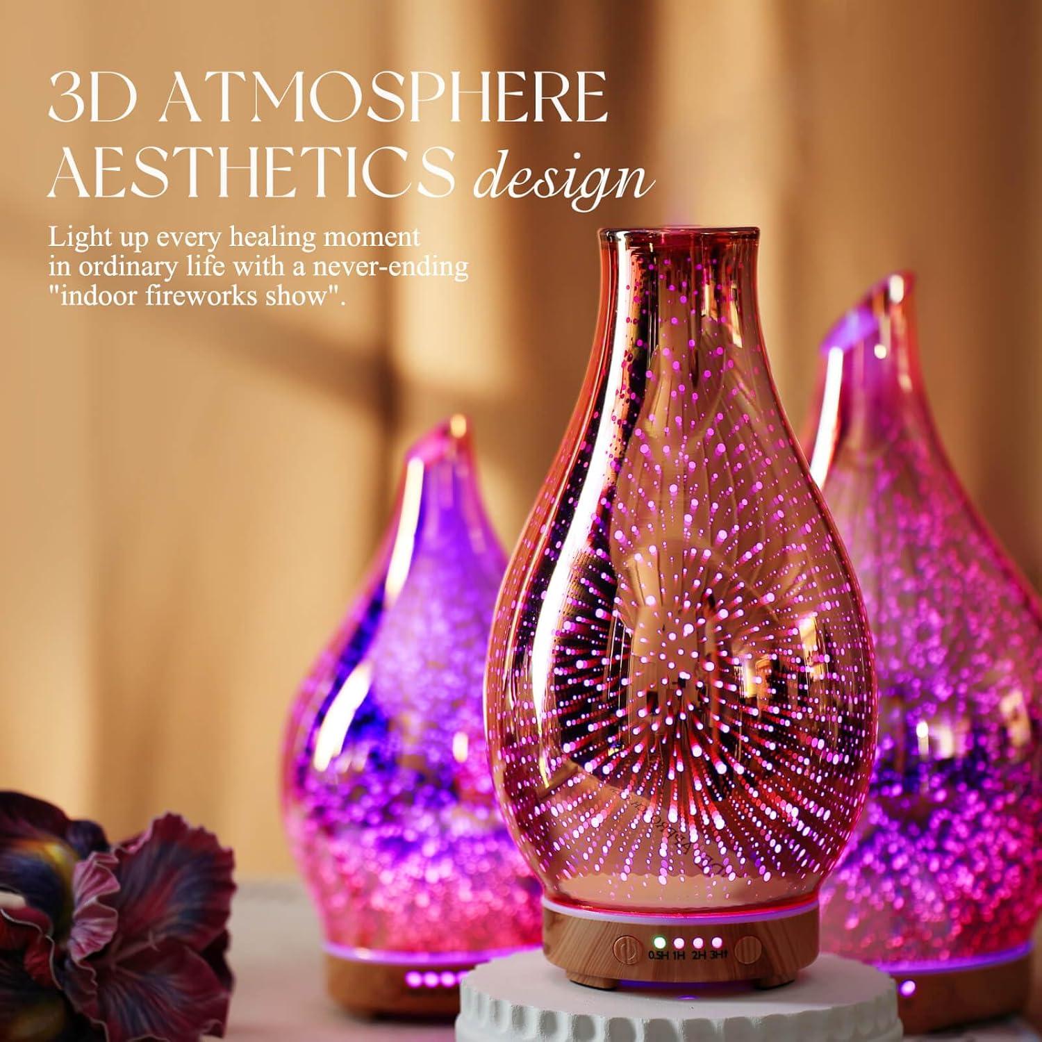 Difusor de Aceite Esencial Porseme 100ml 3D Vidrio Aromaterapia