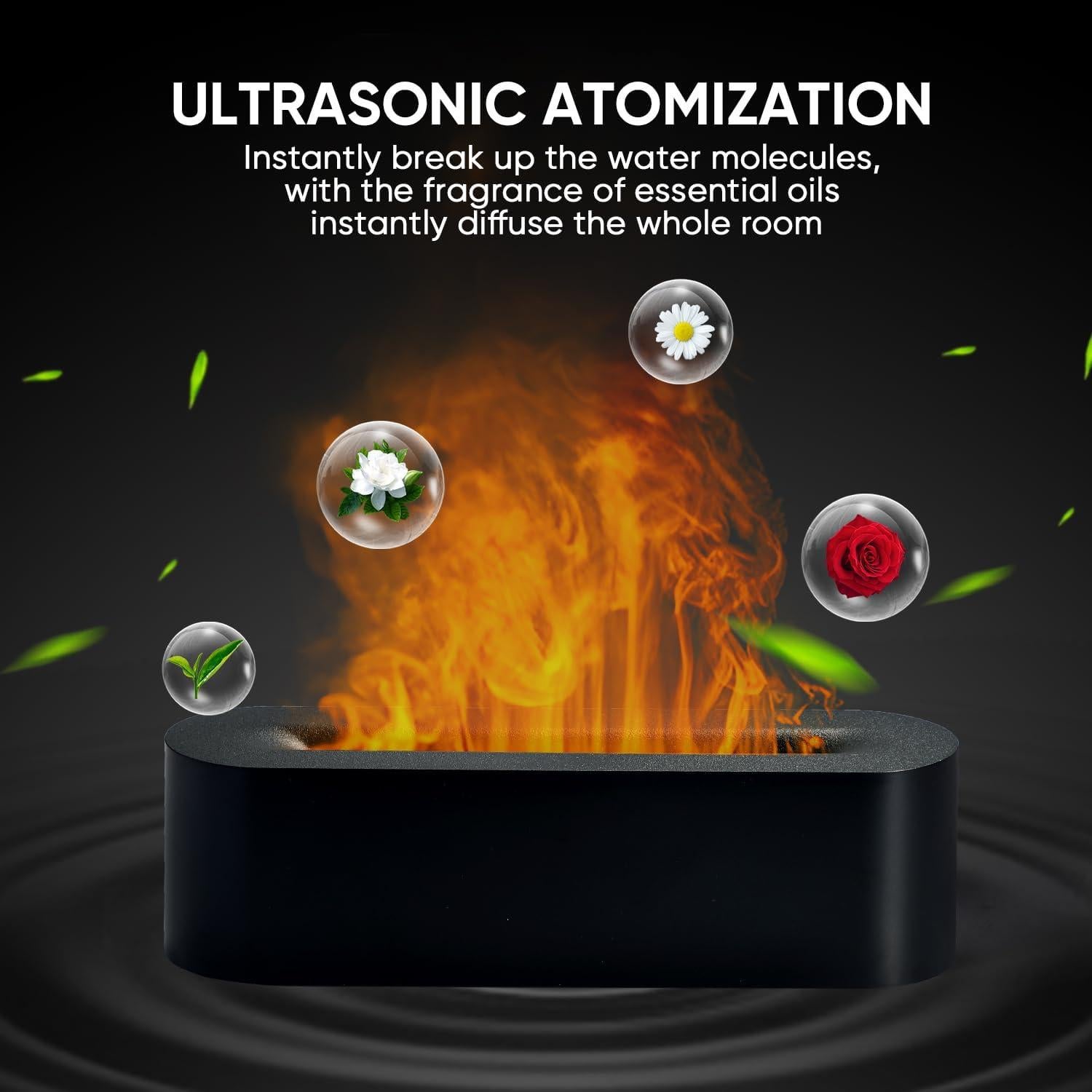 Difusor de Aceite Esencial Yaledi 150ml Chimenea Negro