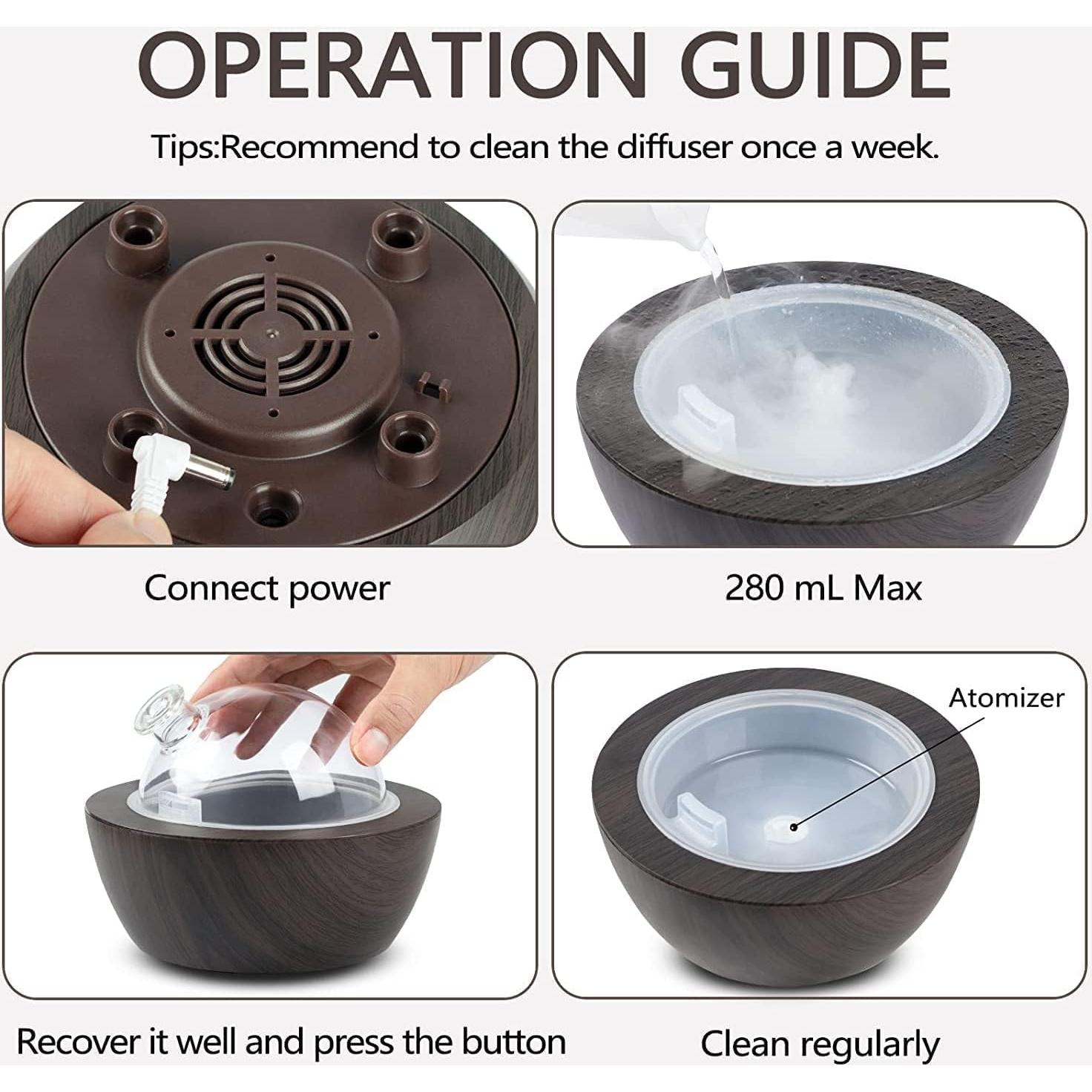 Difusor de Aceite Esencial XANAPHIA 280ml Vidrio Negro LED