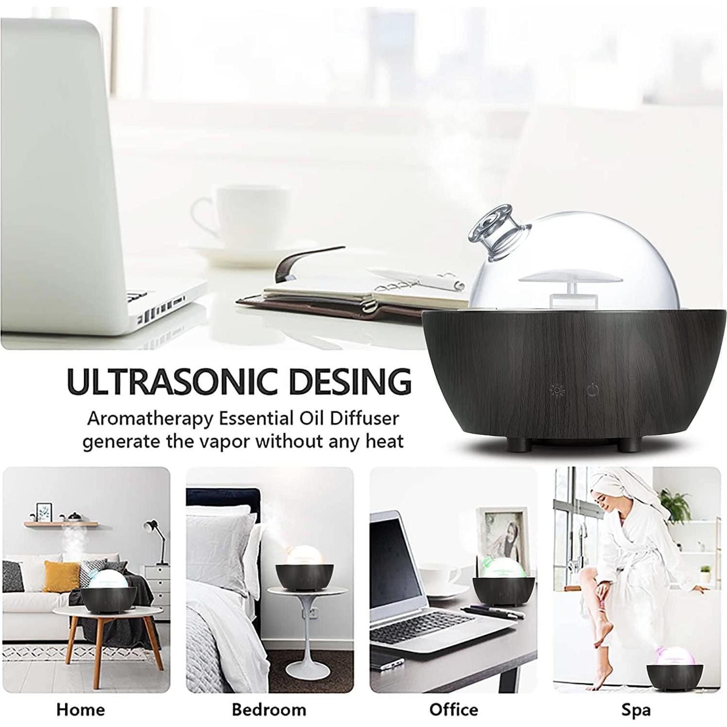 Difusor de Aceite Esencial XANAPHIA 280ml Vidrio Negro LED