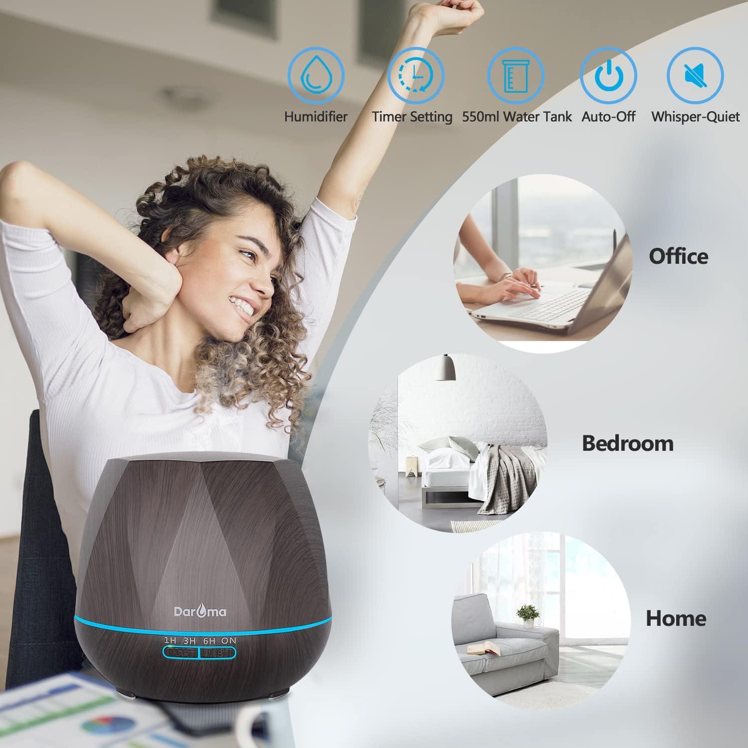 Difusor de Aceite Esencial DAROMA 550ml Control Remoto 6 en 1