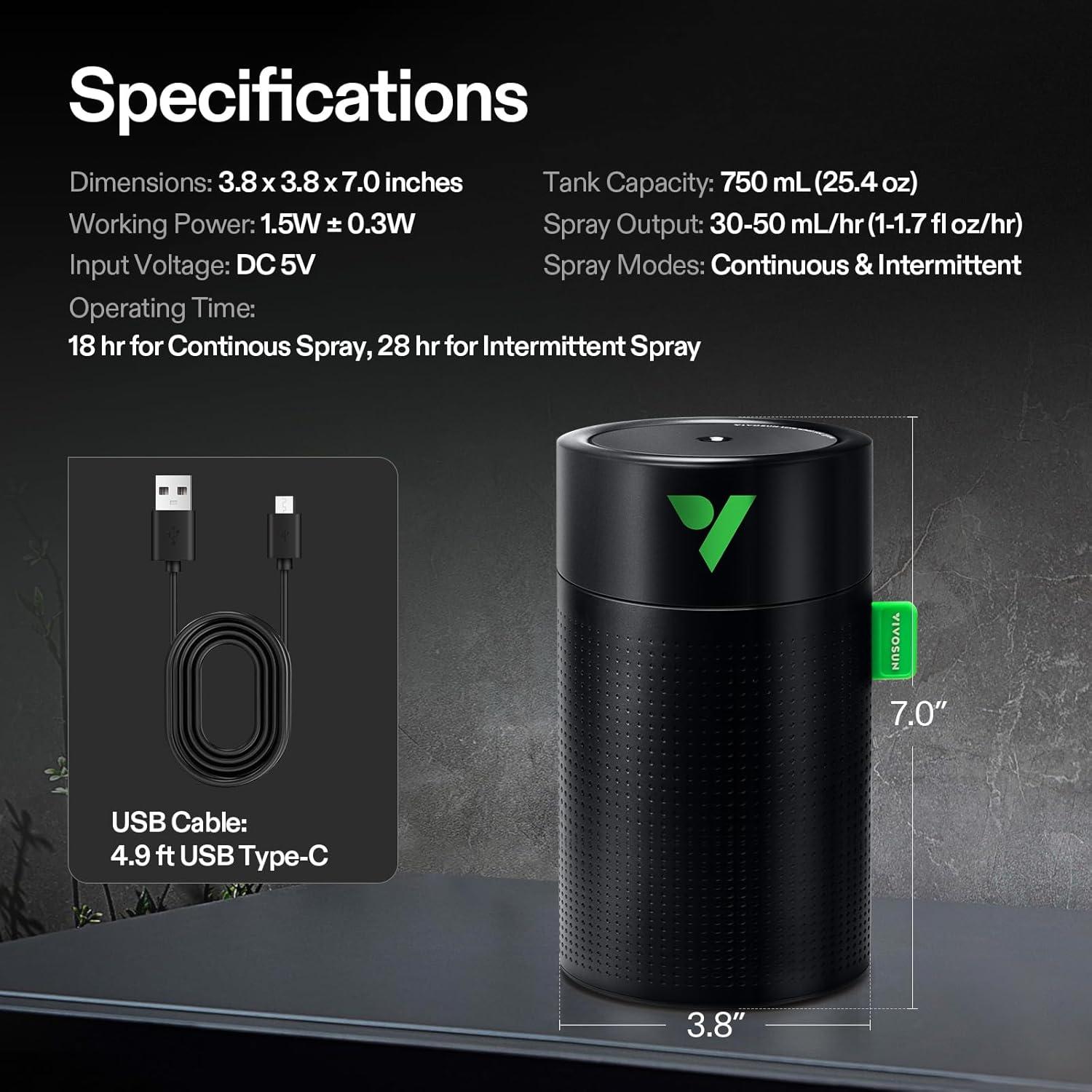 Humidificador USB VIVOSUN U075 750ml con Control Remoto