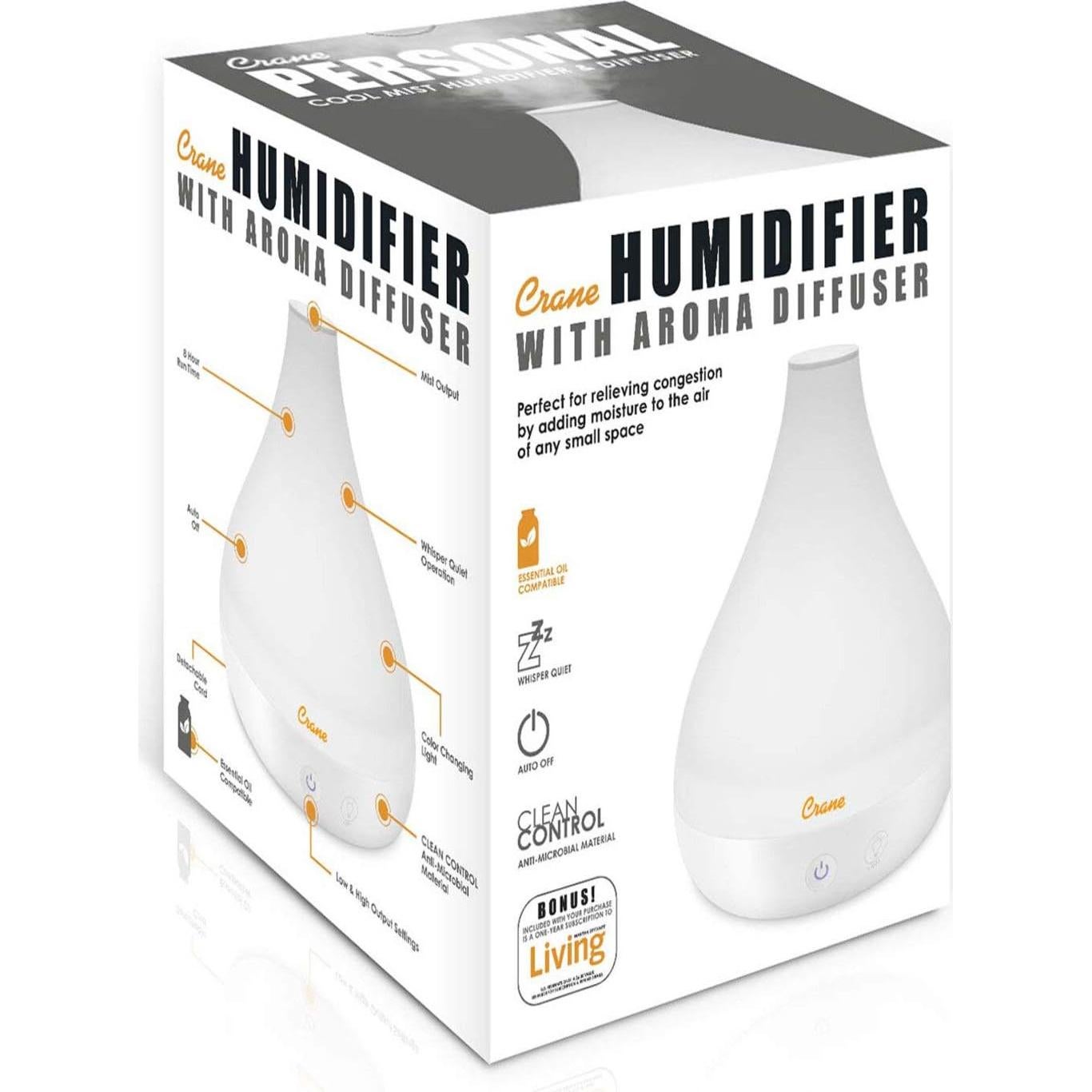 Humidificador y Difusor Ultrasonico Crane 1.32L Blanco