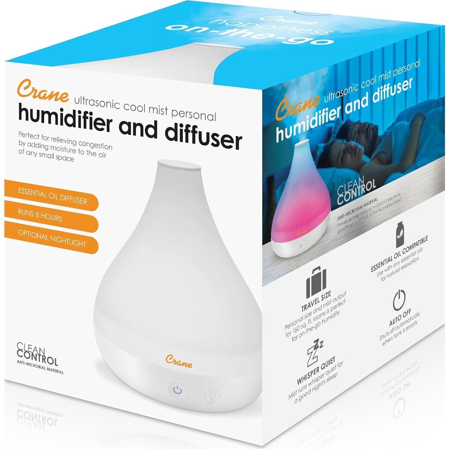 Humidificador y Difusor Ultrasonico Crane 1.32L Blanco