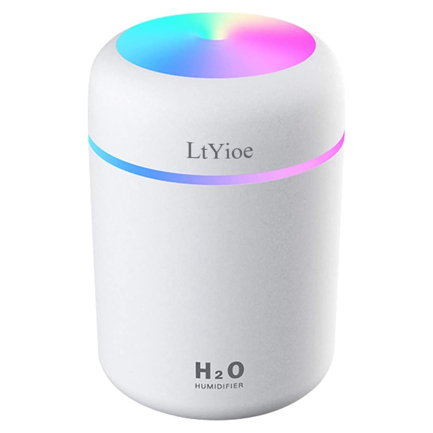 Humidificador Mini LtYioe USB Blanco, Silencioso, Luz Nocturna