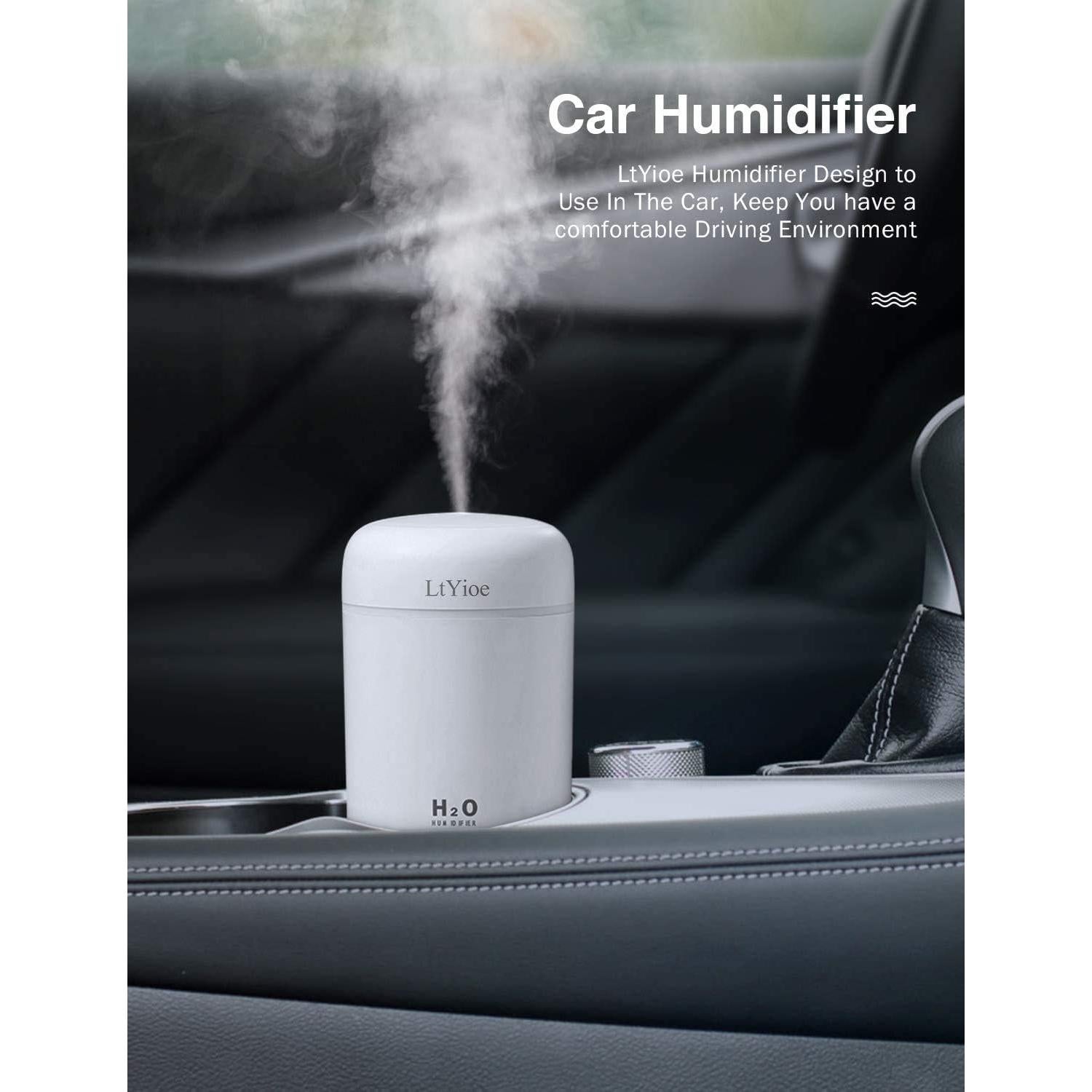 Humidificador Mini LtYioe USB Blanco, Silencioso, Luz Nocturna