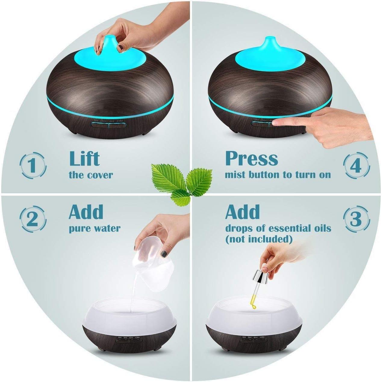 Difusor de Aceite Esencial JoySusie 300ml Madera Ultrasónico