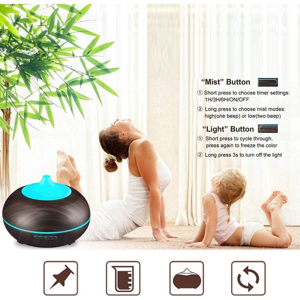 Difusor de Aceite Esencial JoySusie 300ml Madera Ultrasónico