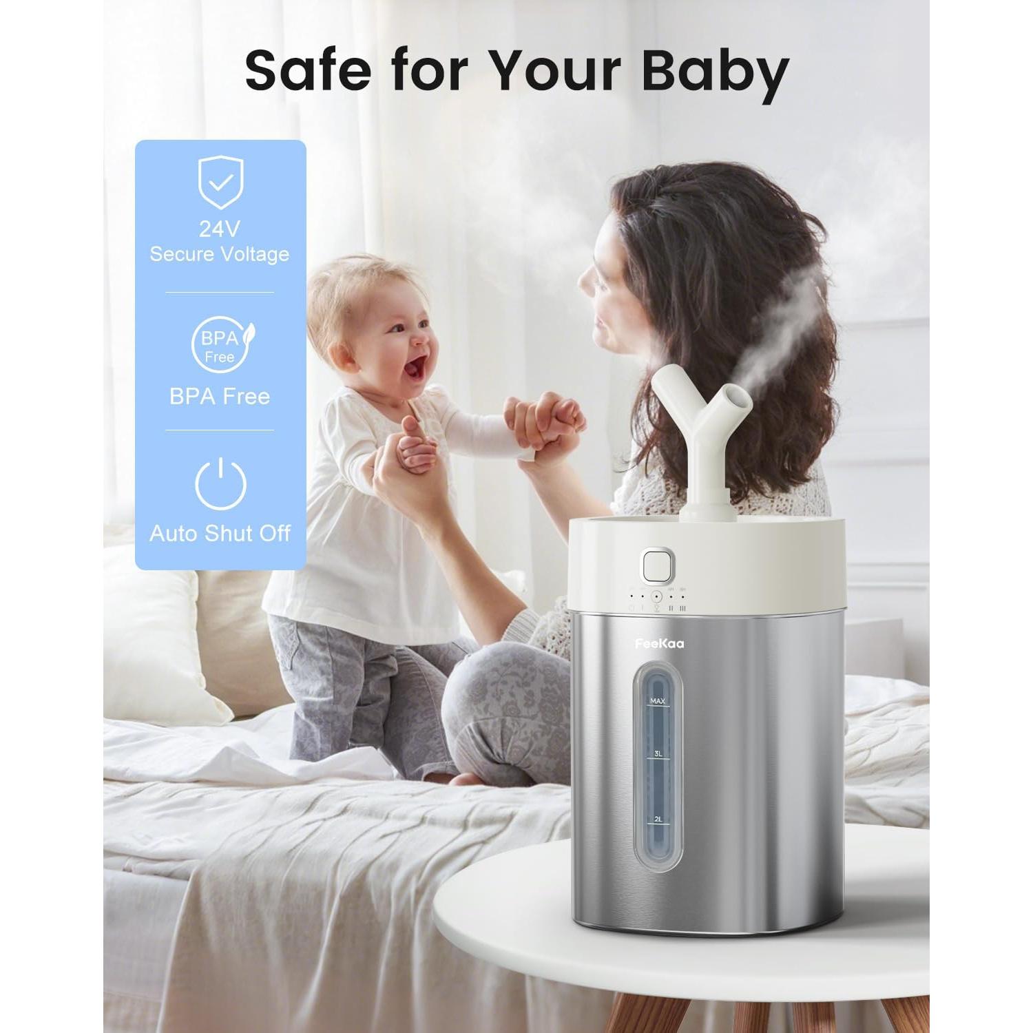 Humidificador de Acero Inoxidable Feekaa 4L para Habitaciones