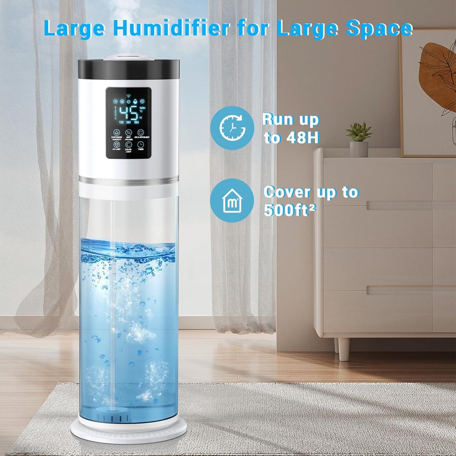 Humidificador Ultrasónico Hiswelle 8L con Aromaterapia y Luz