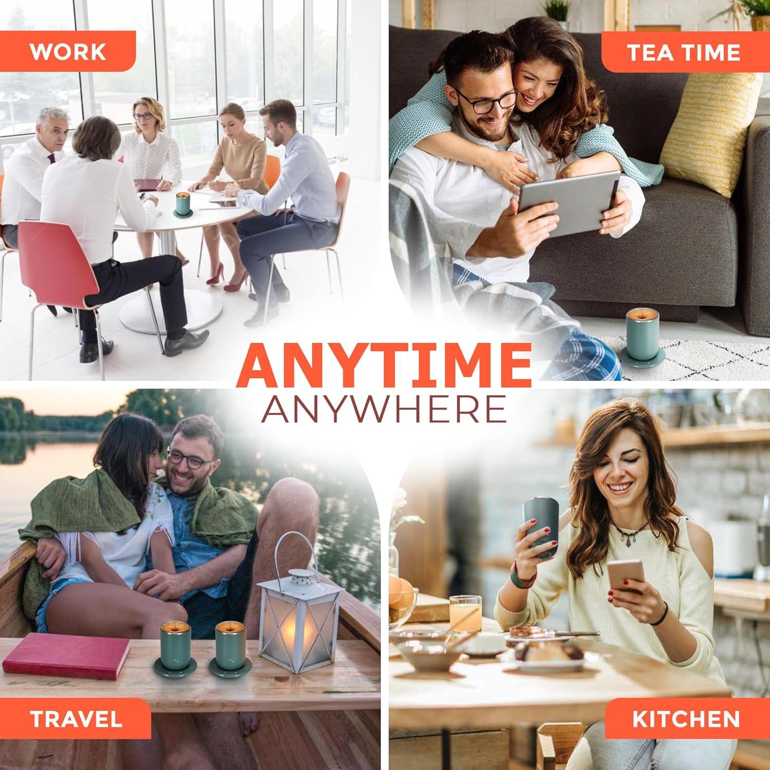 Taza Automezcladora OZTANCE 10 Oz Calentadora 12V Verde