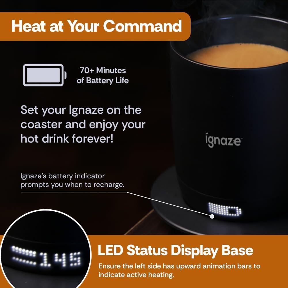 Taza Inteligente Autocalentable Ignaze 311ml - Pantalla LED