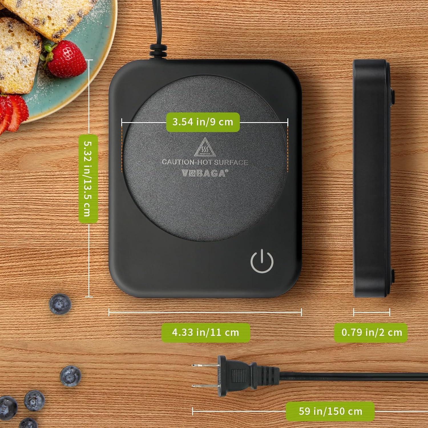 Calentador de Tazas VOBAGA Negro con Apagado Automático y 3 Temperaturas