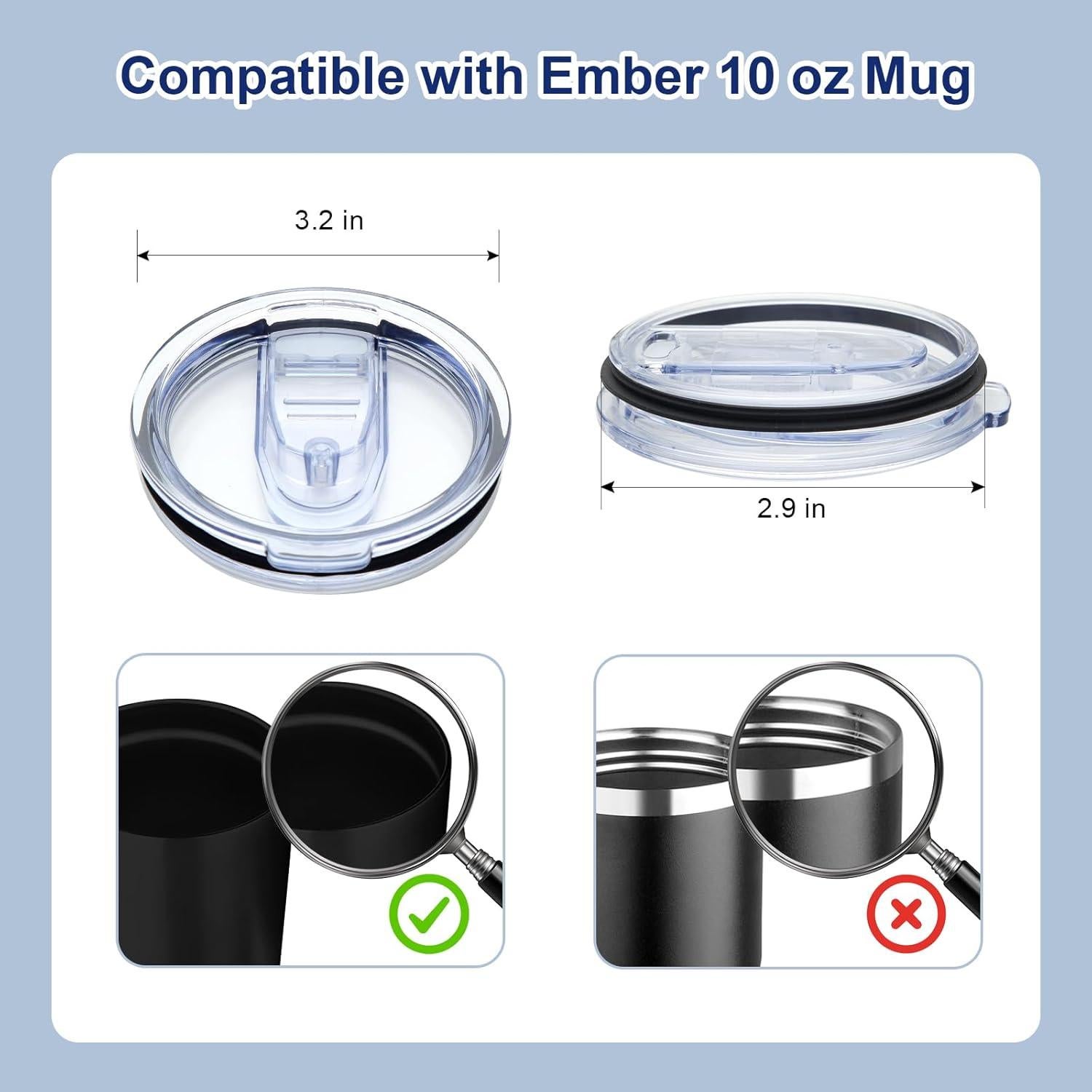 Tapa Deslizante Reemplazo Ember 10 oz - A Prueba de Fugas