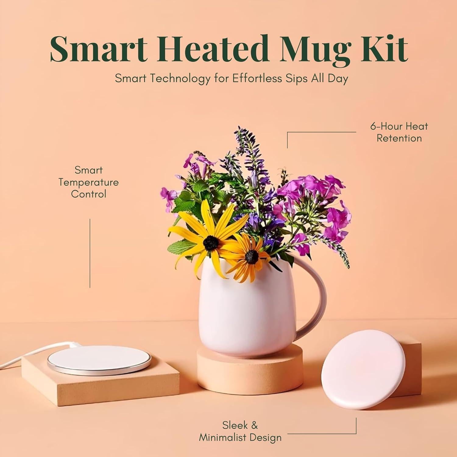 Taza Autocalentable Tease 12oz con Control de Temperatura