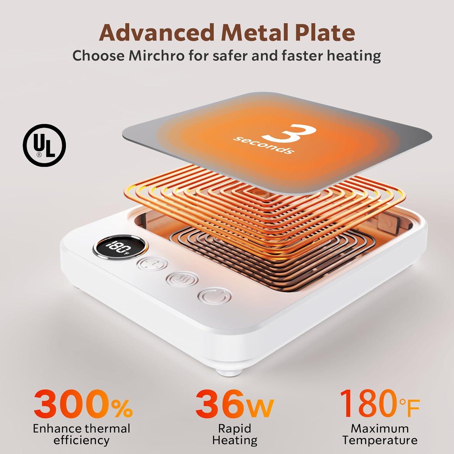 Calentador de Tazas Mirchro 36W con Pantalla y Temporizador