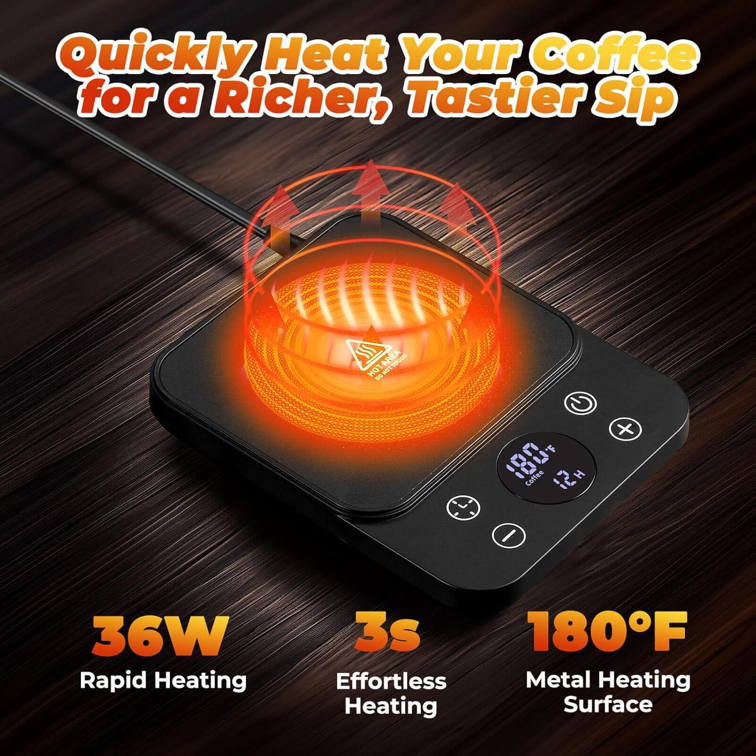 Calentador de Tazas Vyranexa 36W Negro con Temporizador y Apagado Automático