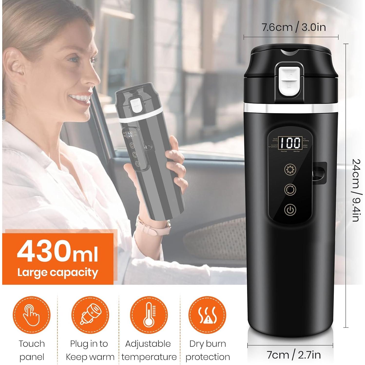 Hervidor Eléctrico de Coche Suteng 12V/24V 430ml Control T°