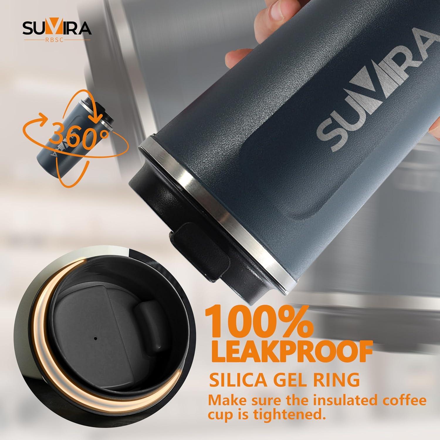 Taza de Café Inteligente SUVIRA 0.5L Acero Inoxidable Azul