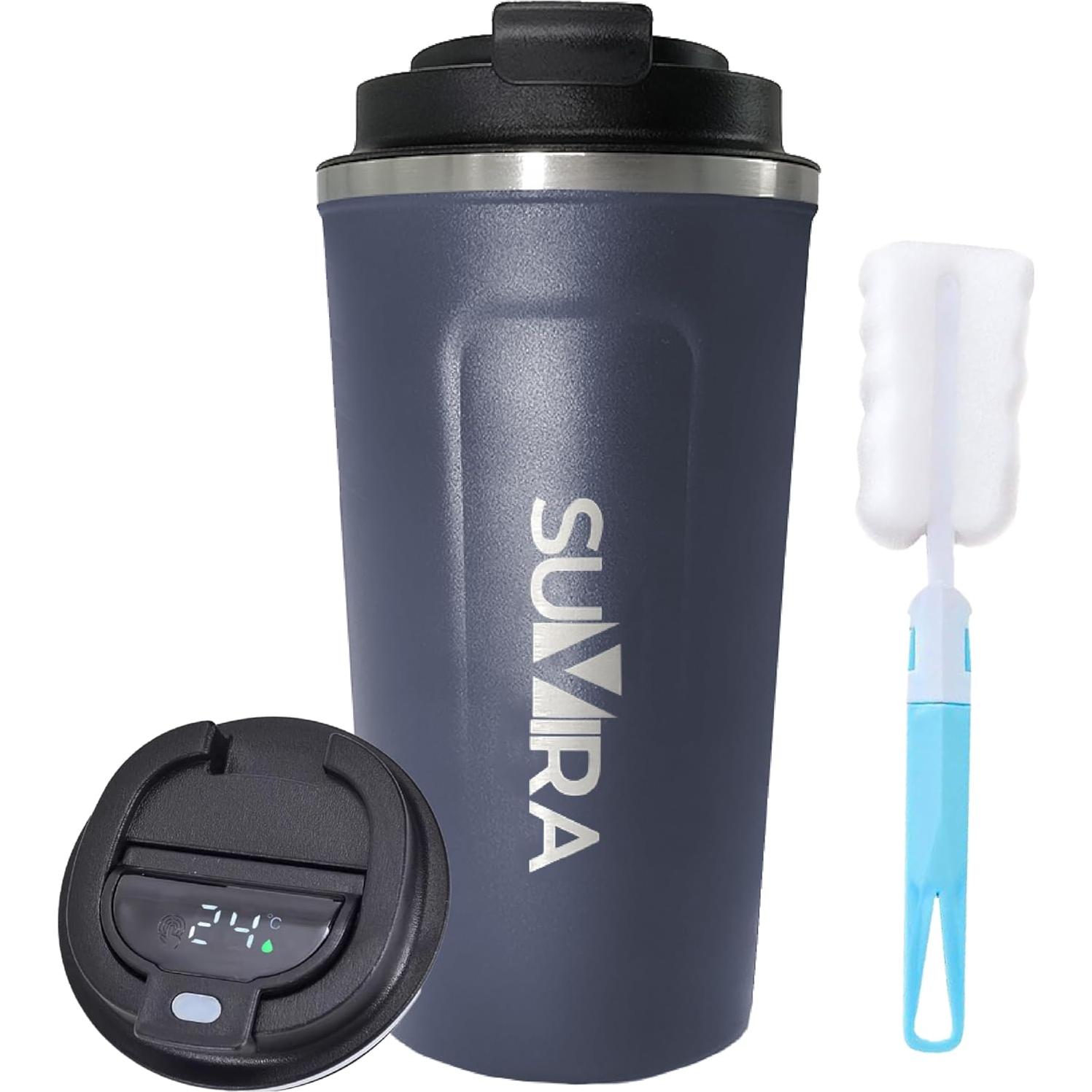 Taza de Café Inteligente SUVIRA 0.5L Acero Inoxidable Azul