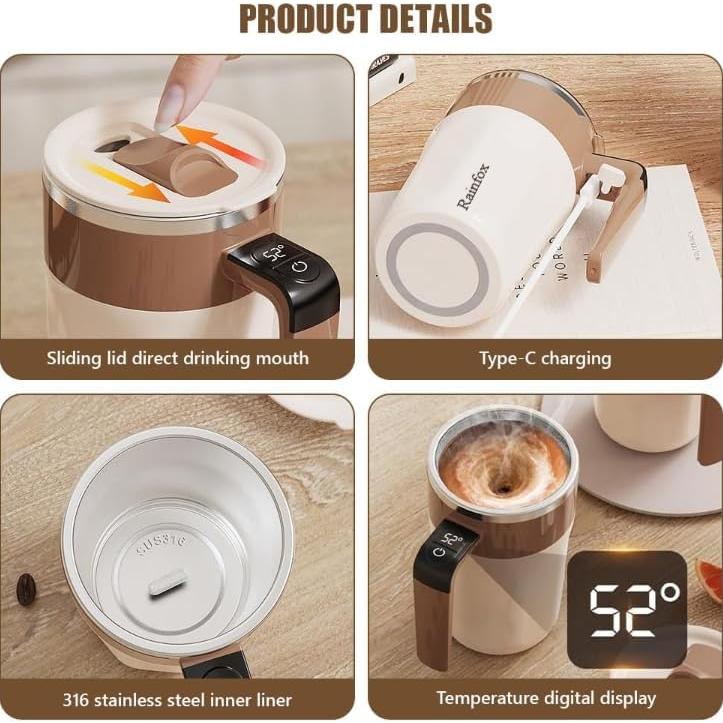 Taza inteligente de auto-mezcla Rainfox 414ml acero inoxidable