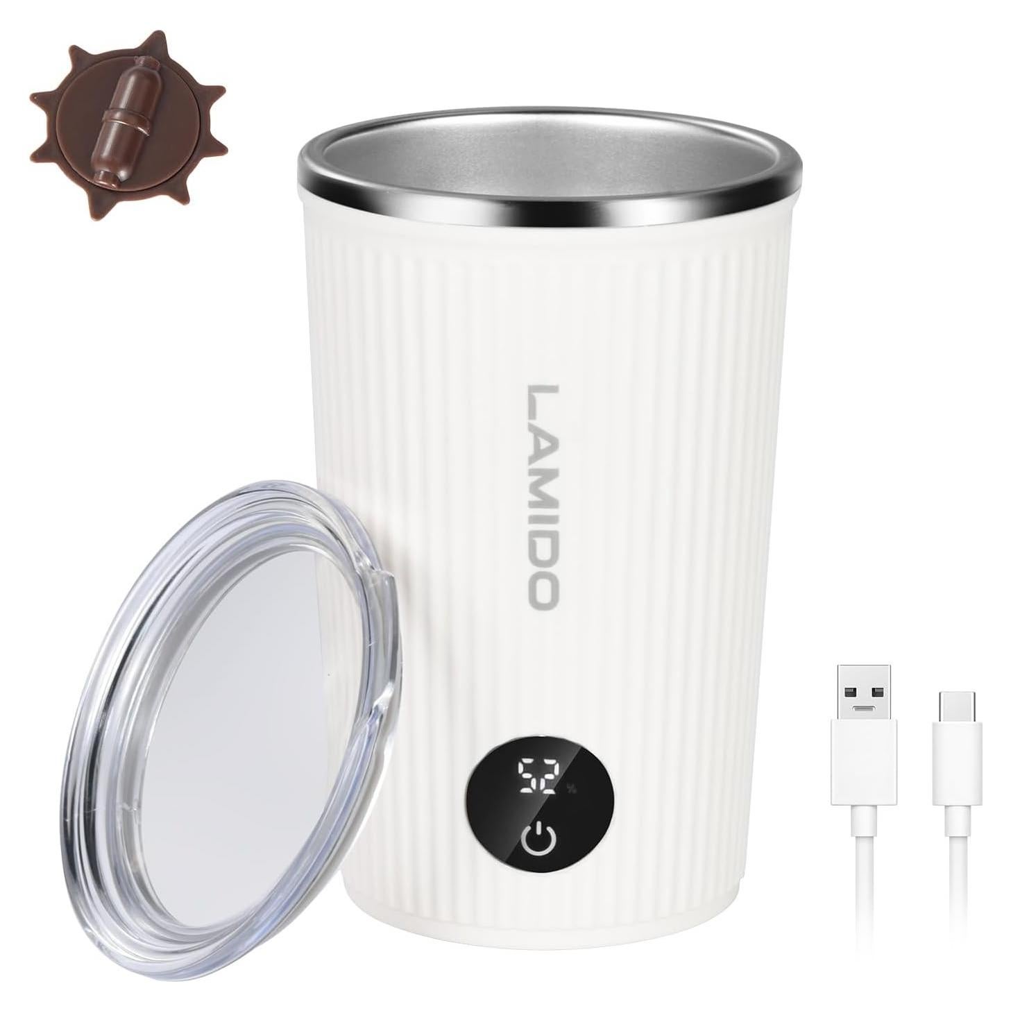 Taza de mezcla automática Lamido 300ml acero inoxidable blanca