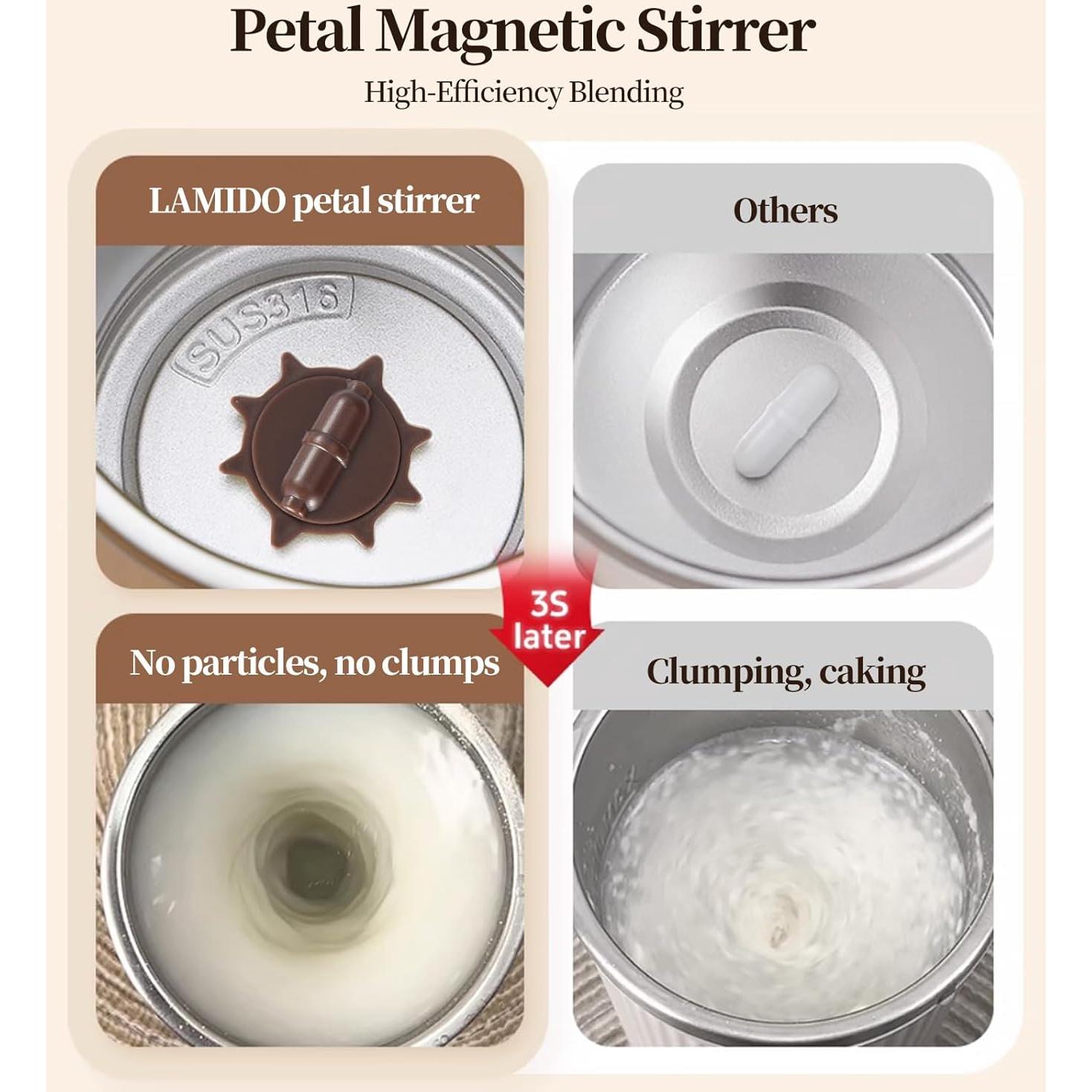 Taza de mezcla automática Lamido 300ml acero inoxidable blanca