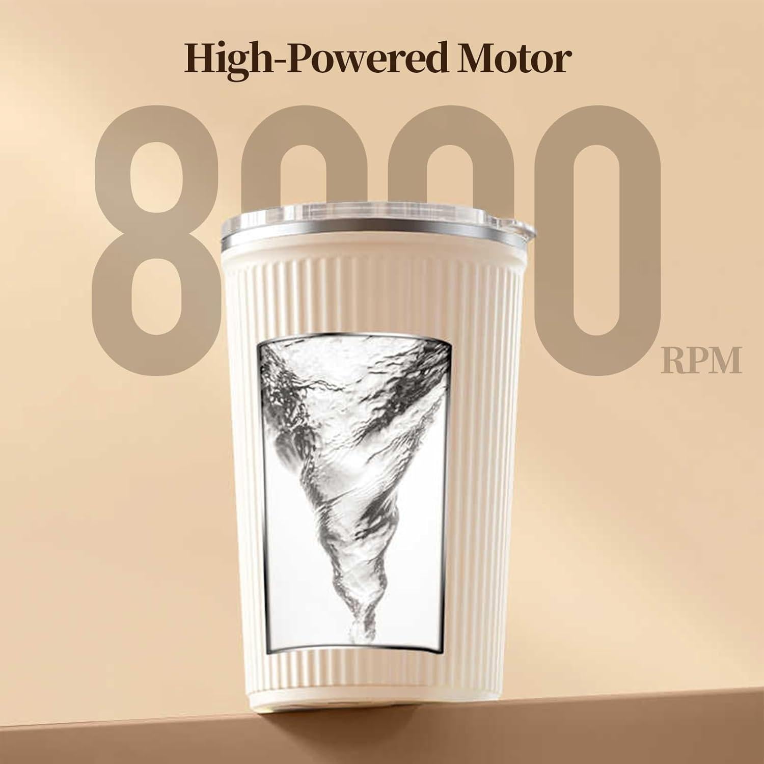 Taza de mezcla automática Lamido 300ml acero inoxidable blanca