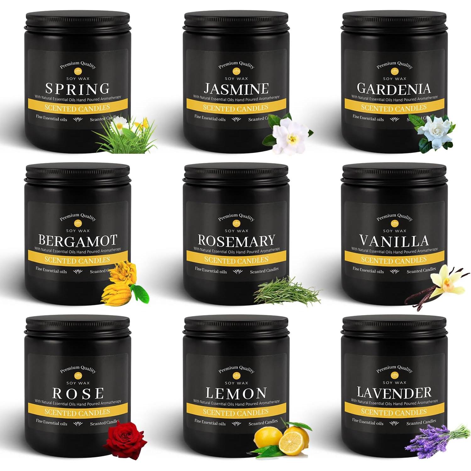 Juego de Velas Aromáticas YOROXRG 9 Piezas Cera de Soja