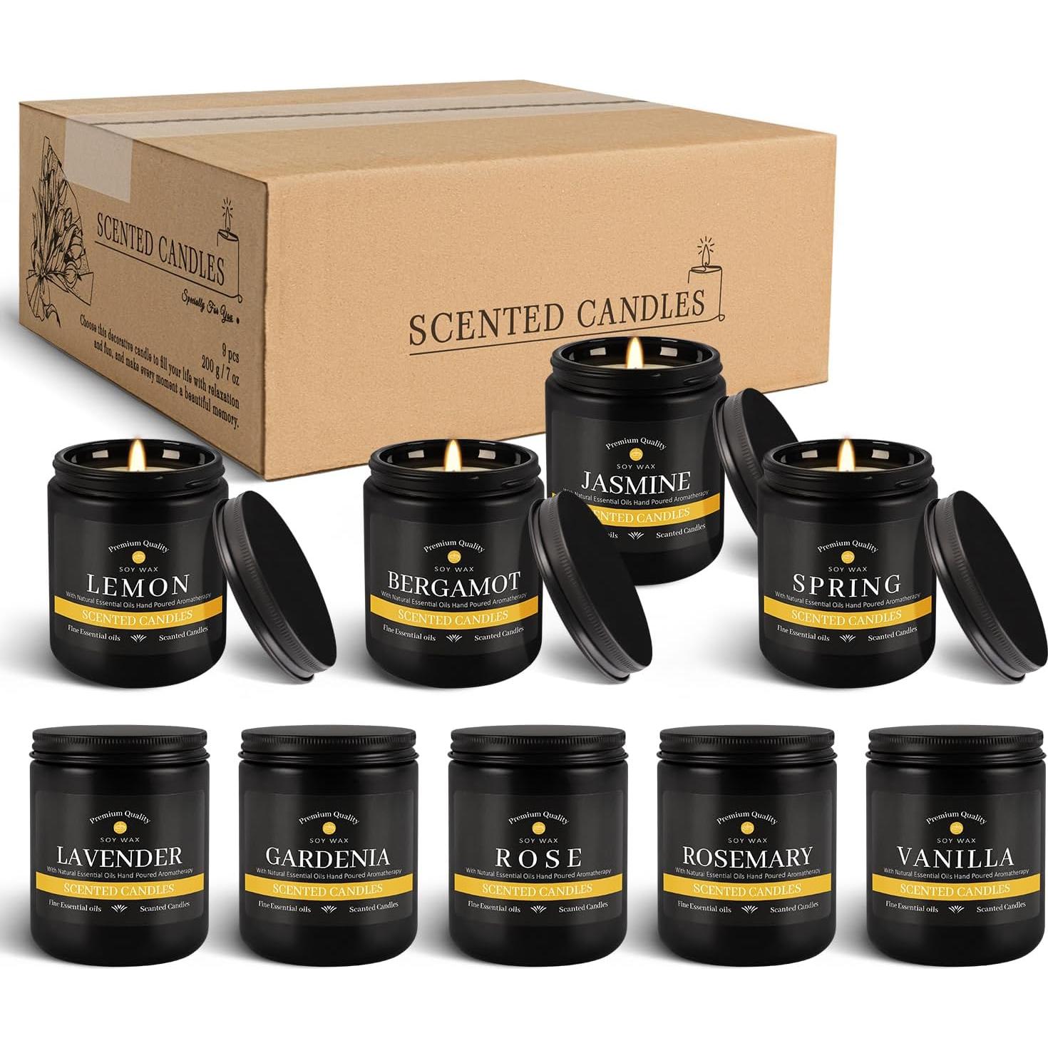 Juego de Velas Aromáticas YOROXRG 9 Piezas Cera de Soja