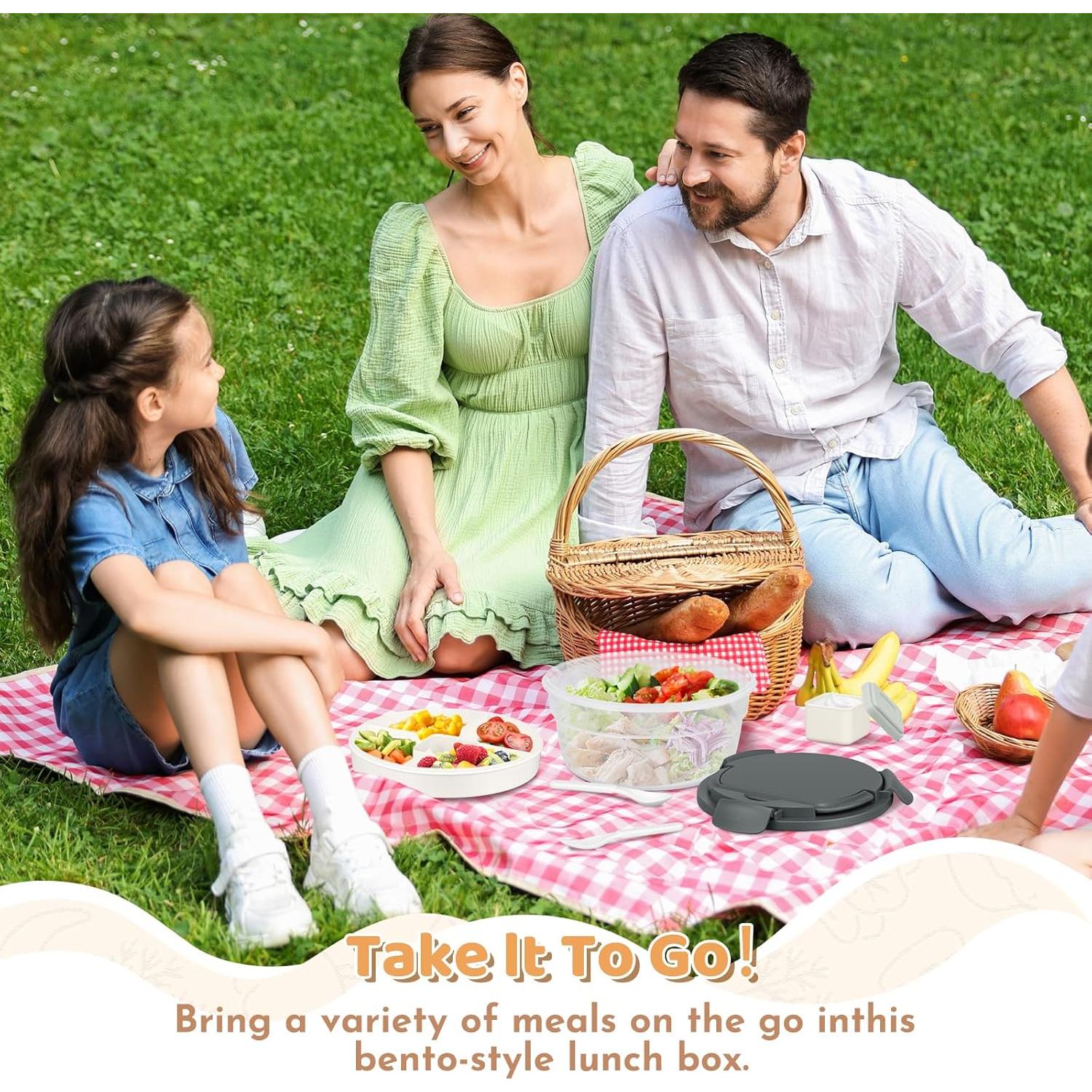 Contenedor de Ensalada JSLOVE 1.7L con 4 Compartimentos