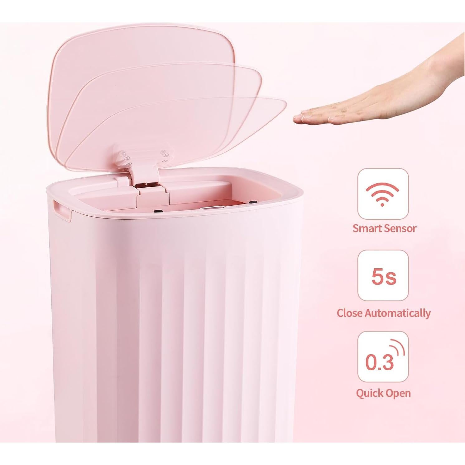 Basurero Automático ELPHECO 3.5 Galones Rosa con Sensor