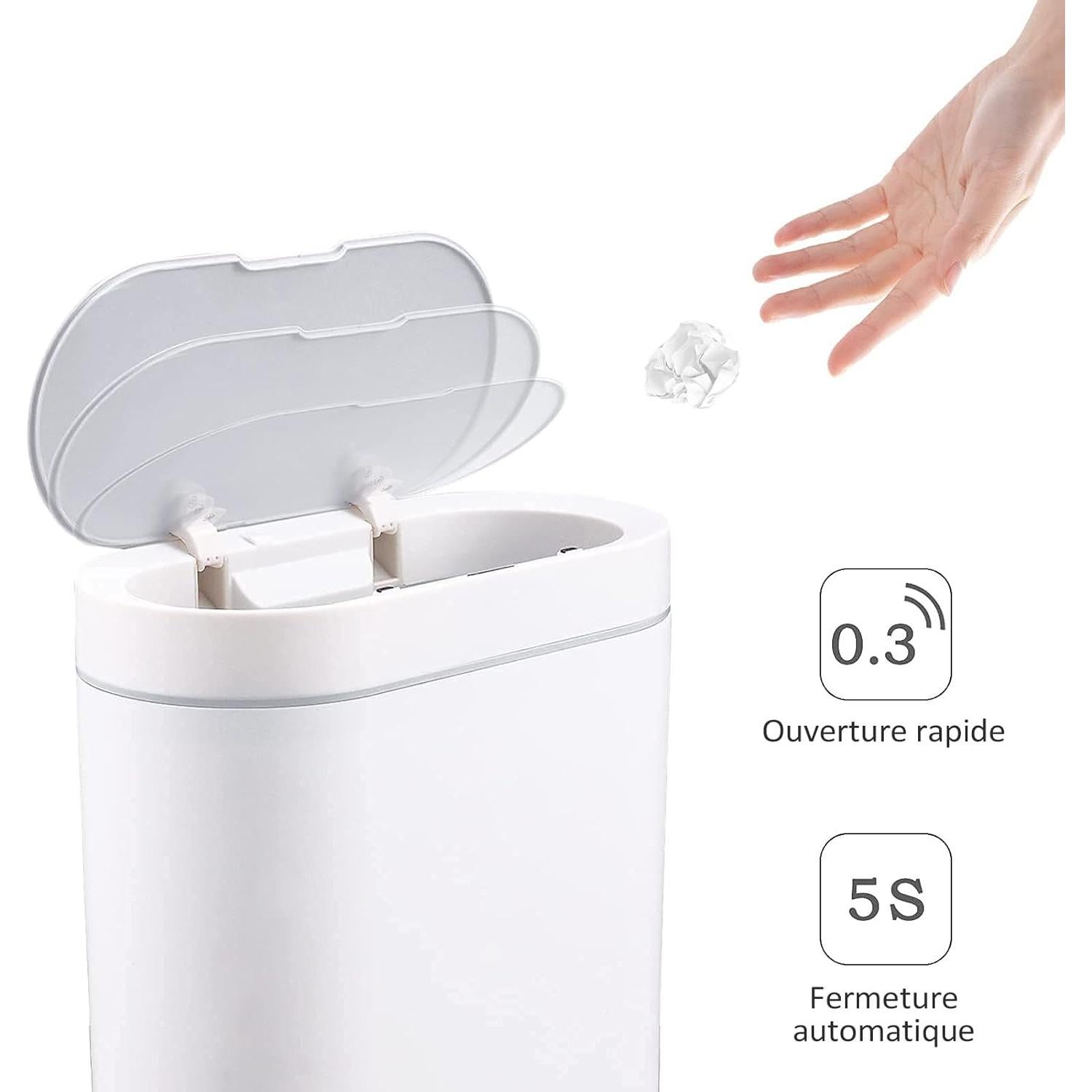 Papelera de Baño ELPHECO 9.5L con Sensor Automático - Blanco