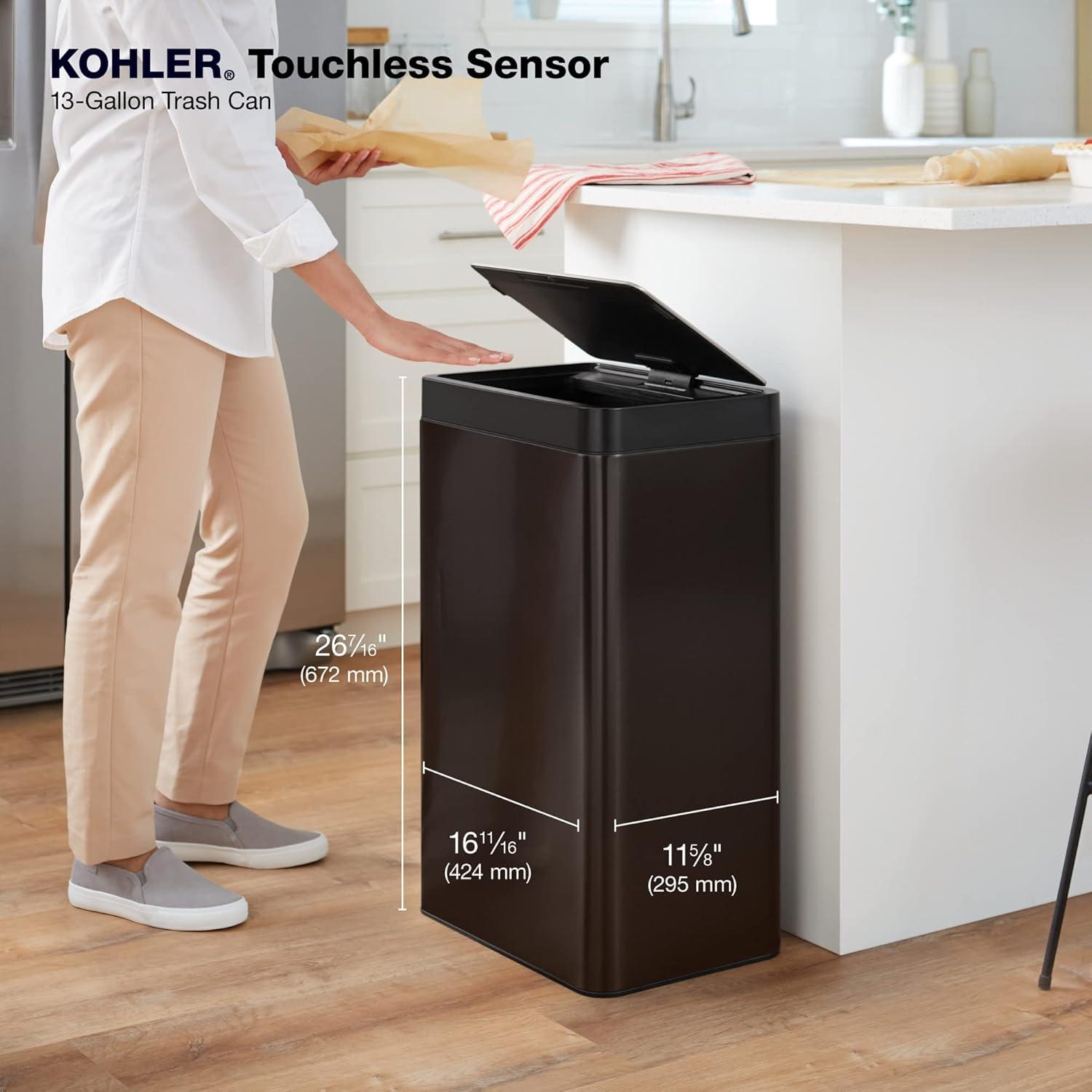 Basurero sin contacto Kohler 49L acero inoxidable negro