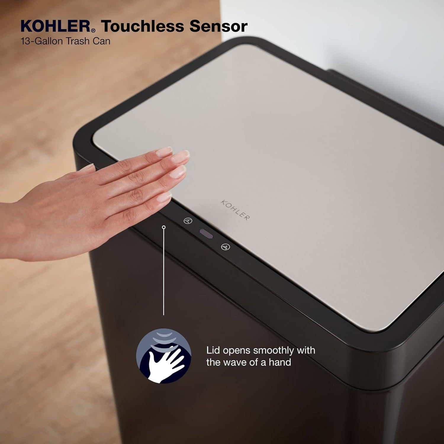 Basurero sin contacto Kohler 49L acero inoxidable negro