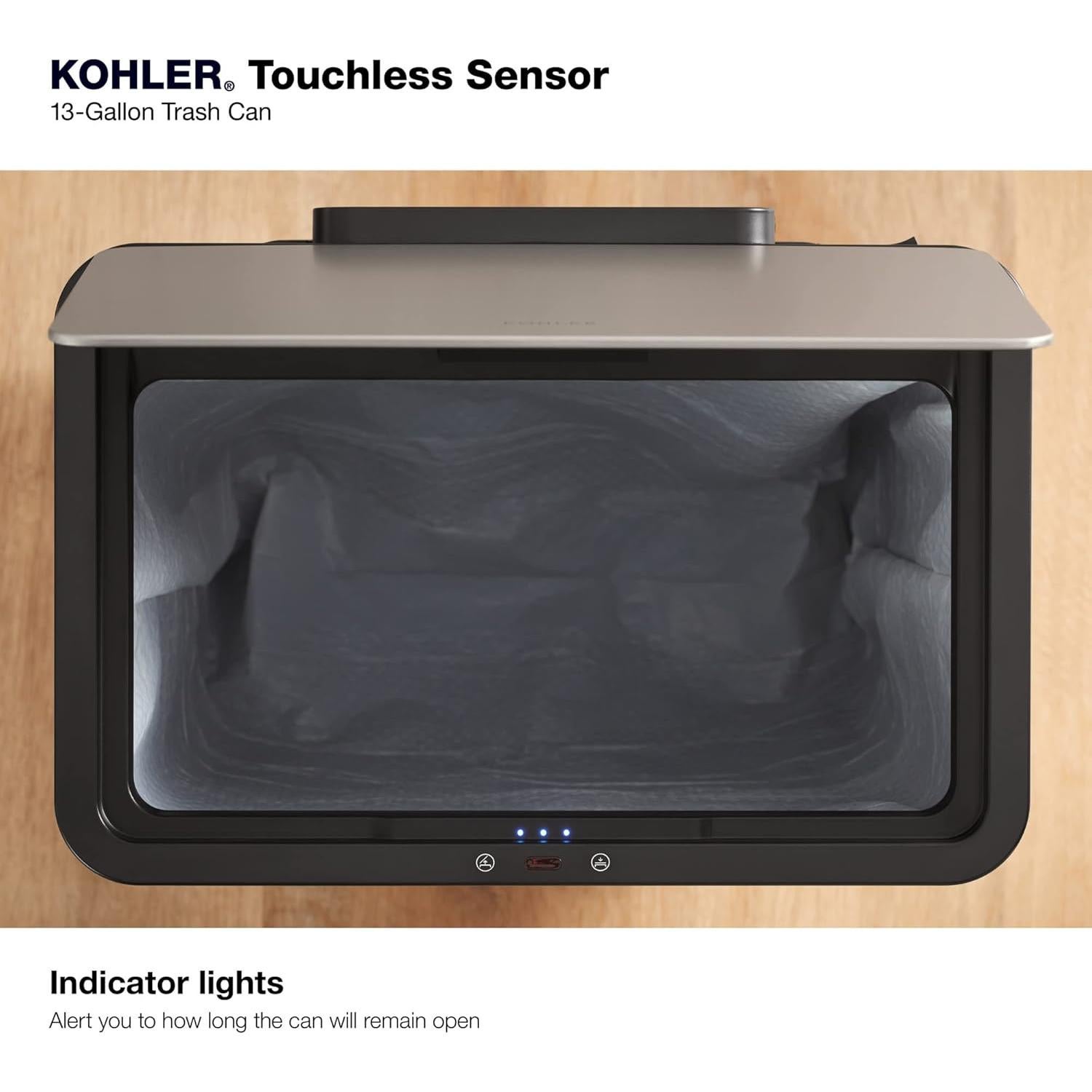Basurero sin contacto Kohler 49L acero inoxidable negro