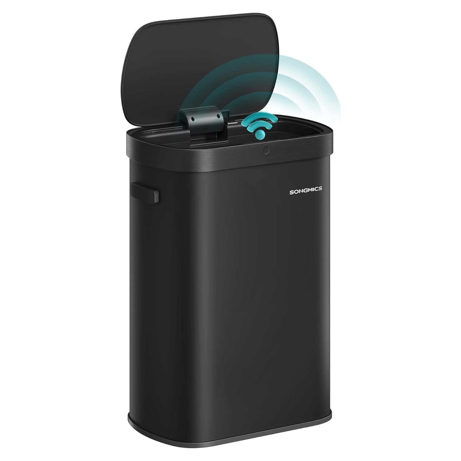 Papelera Automática SONGMICS 50L con Sensor de Movimiento, Acero Inoxidable, Negro