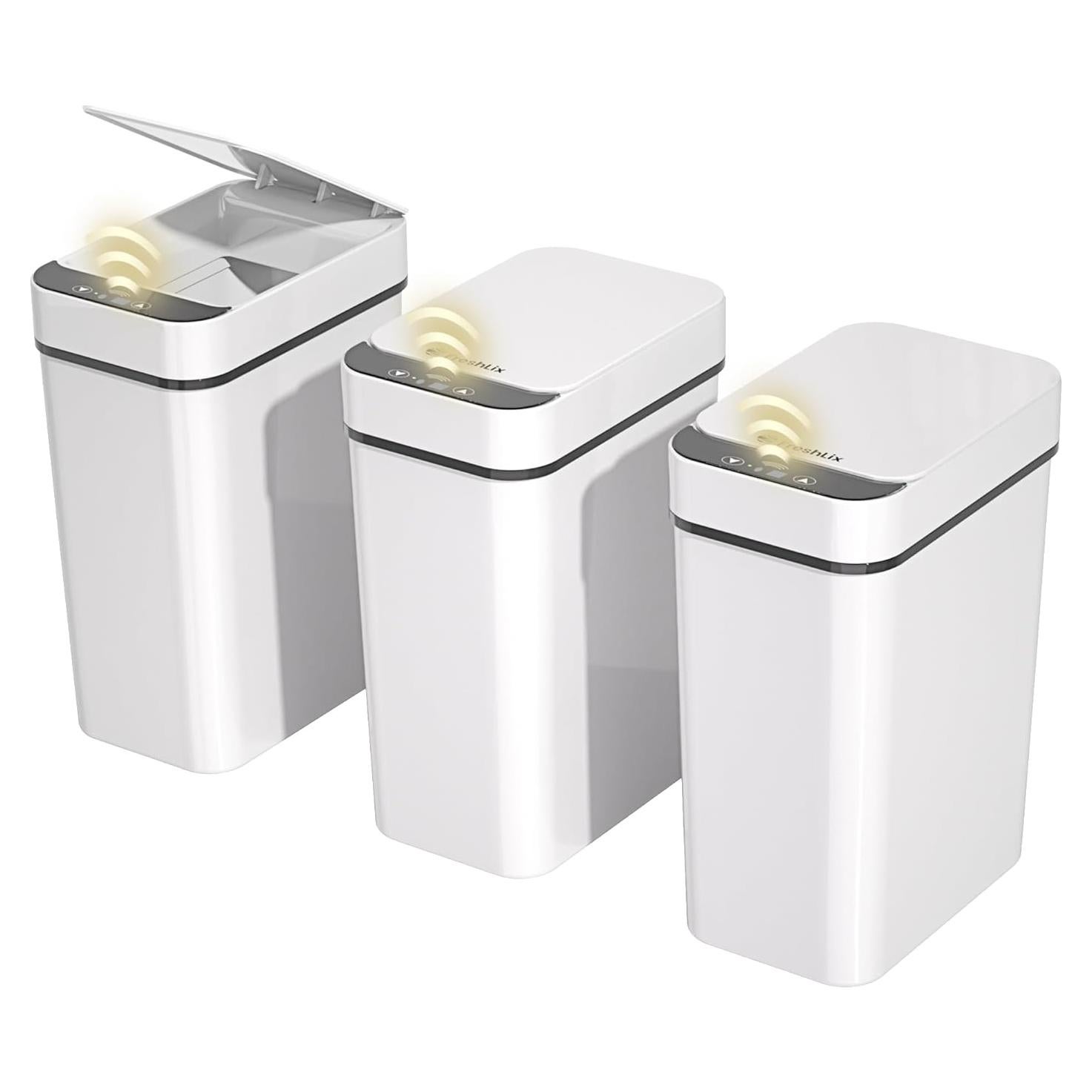 Set de 3 botes de basura automáticos Aimashi 9.84L blancos