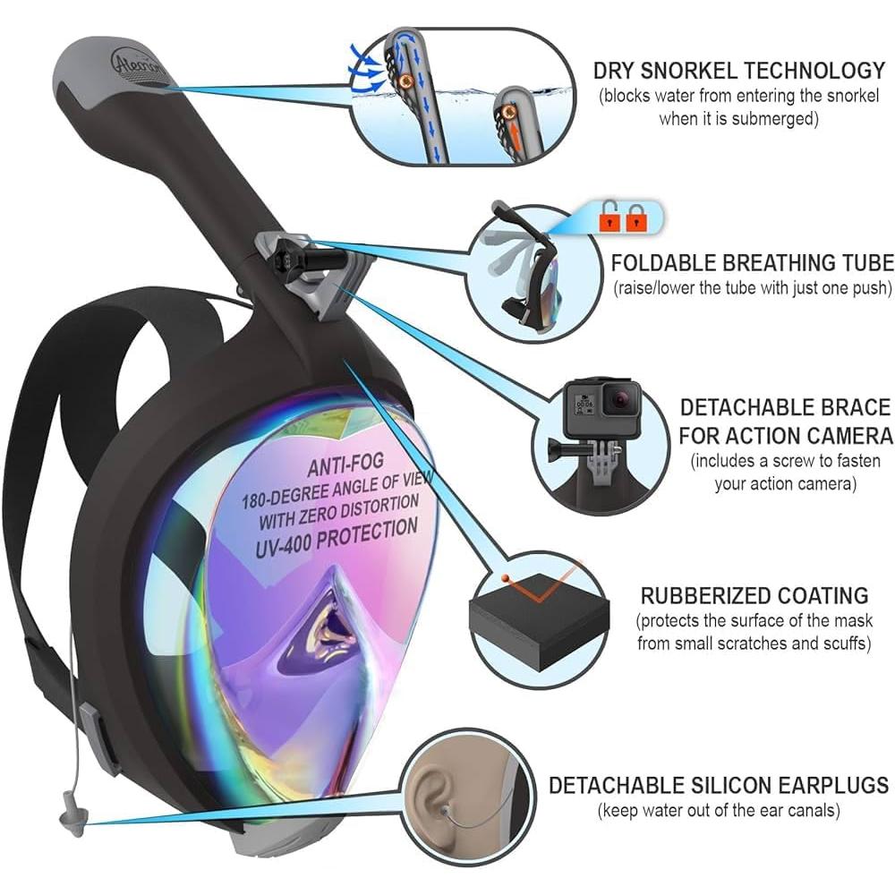 Máscara de Snorkel Aleoron Plegable Antivaho 180° Unisex