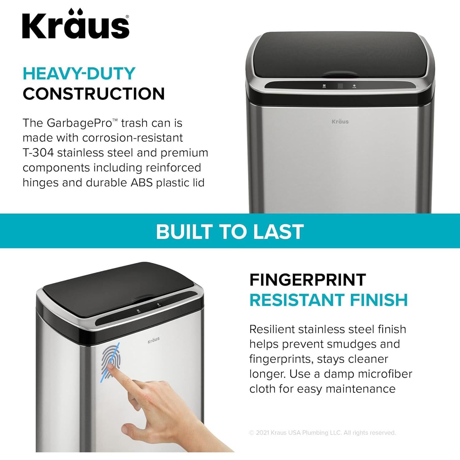 Basurero KRAUS GarbagePro 49L Rectangular Negro Mate con Sensor