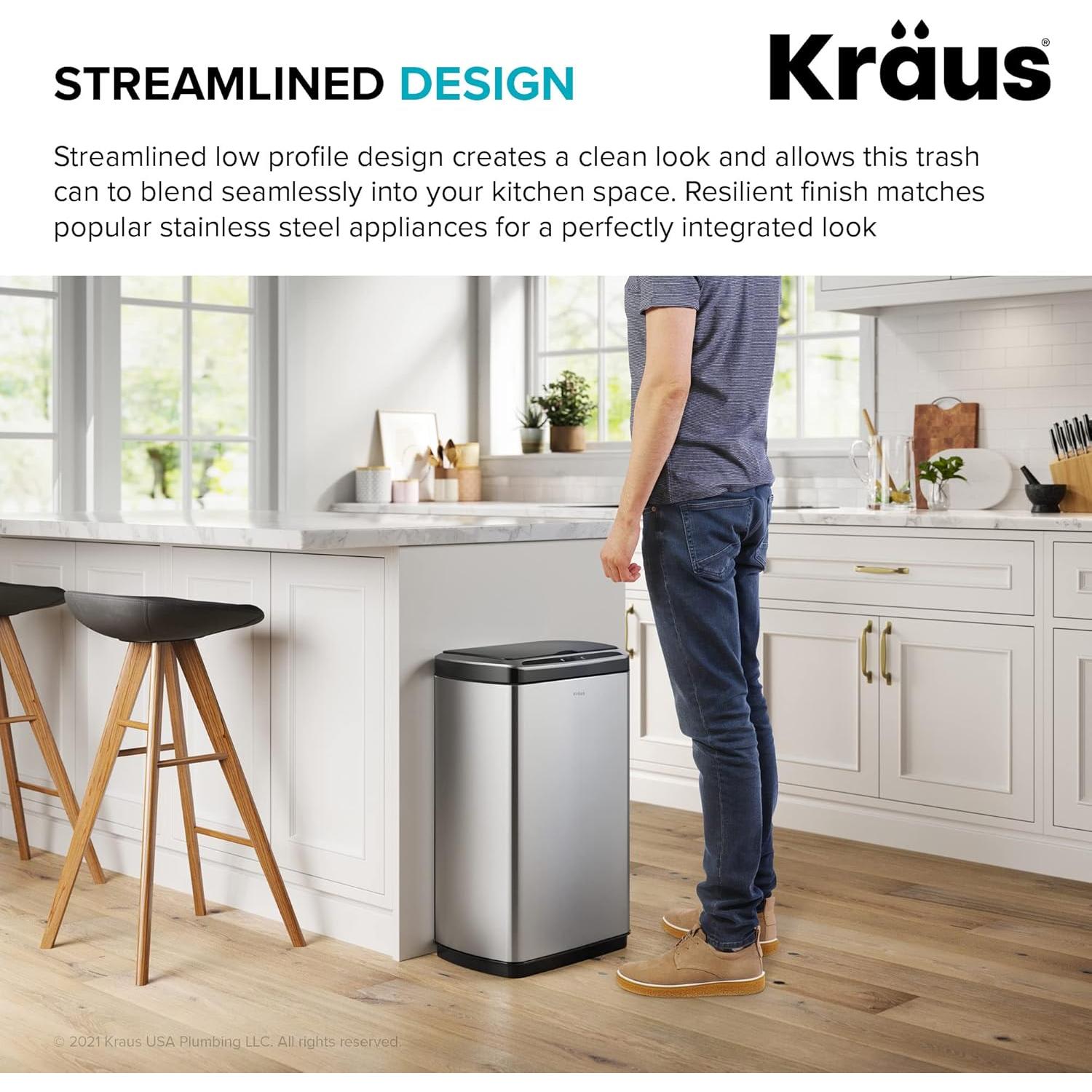 Basurero KRAUS GarbagePro 49L Rectangular Negro Mate con Sensor