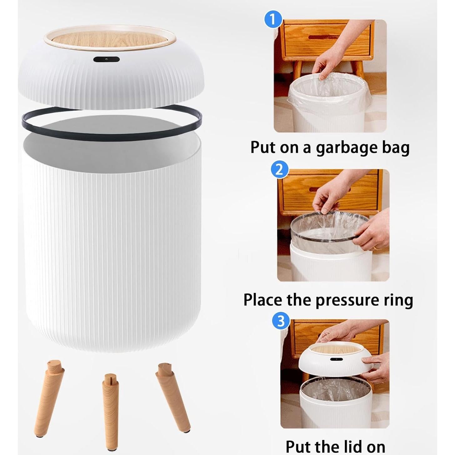 Papelera Automática URALFA 11L con Sensor de Movimiento Blanca