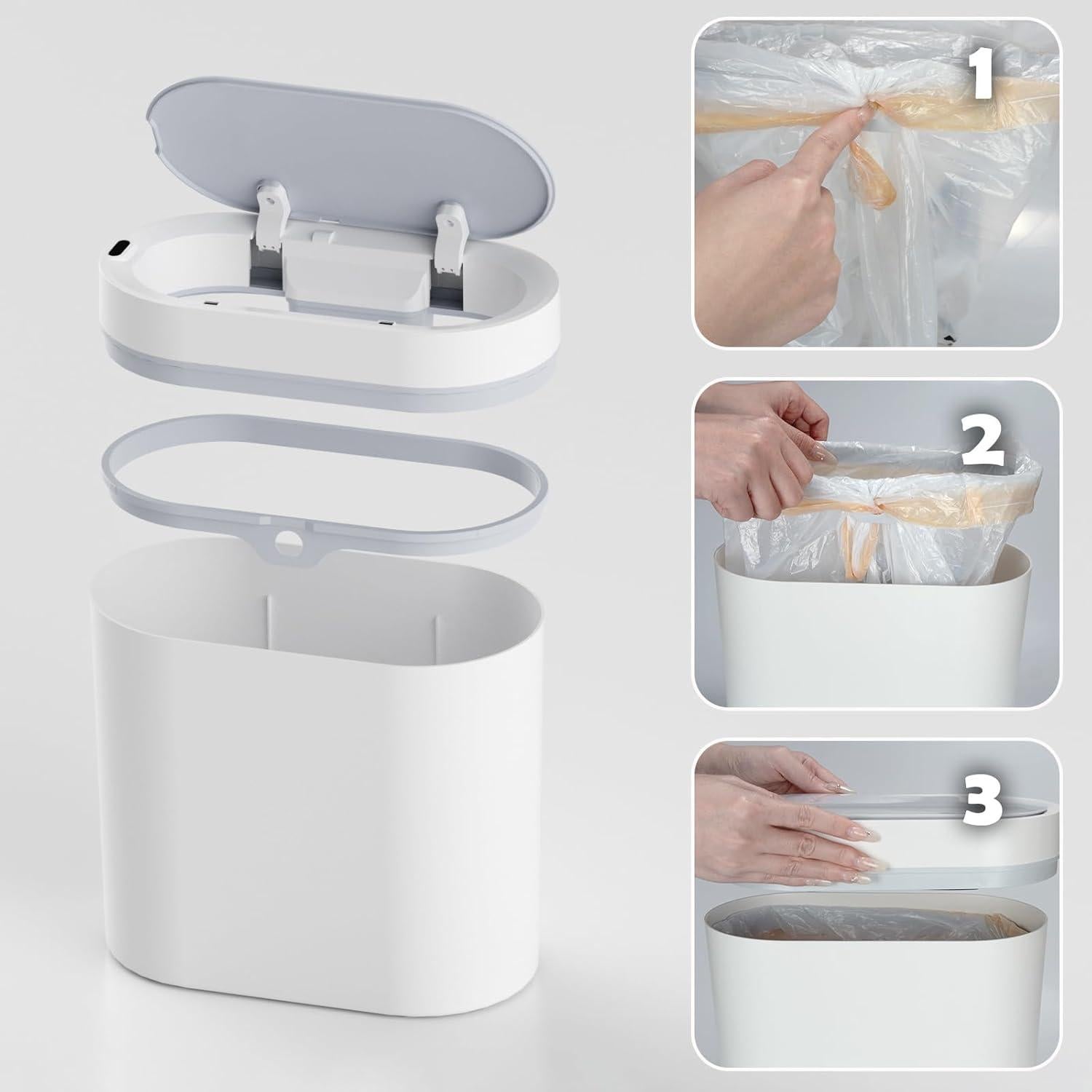 Cubeta de Basura Automática Syncvibe 2 Galones Blanco con Sensor