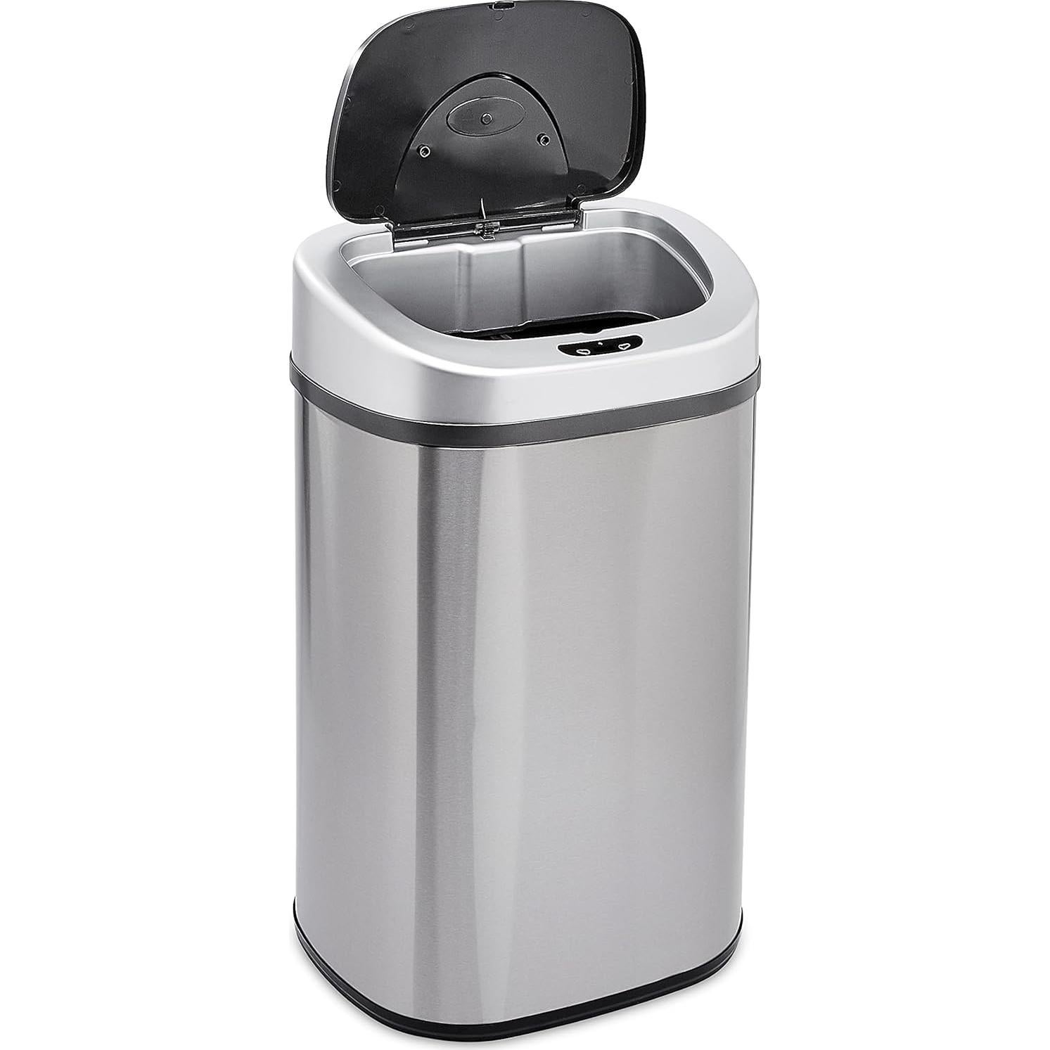 Basurero Automático Amazon Basics 80L Acero Inoxidable Doble Compartimento