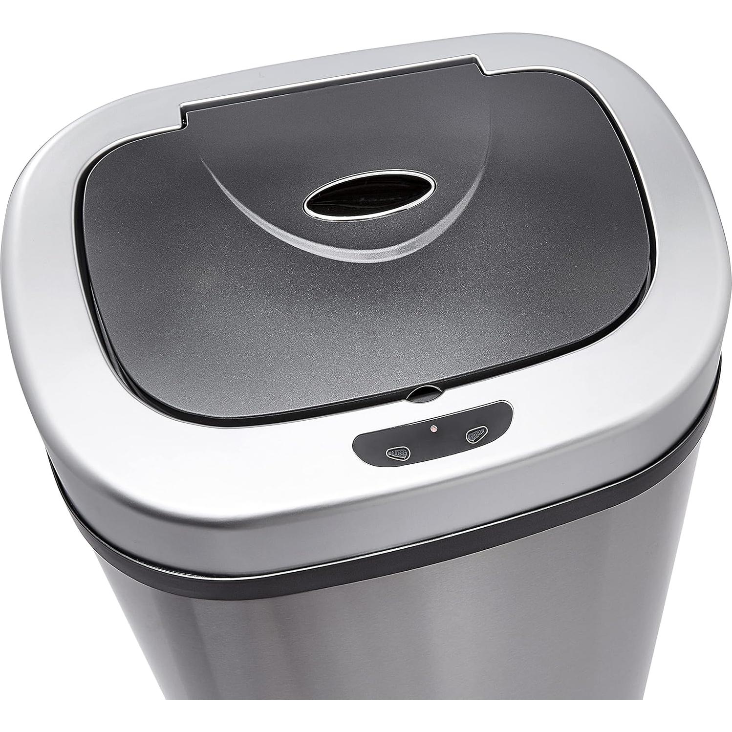 Basurero Automático Amazon Basics 80L Acero Inoxidable Doble Compartimento