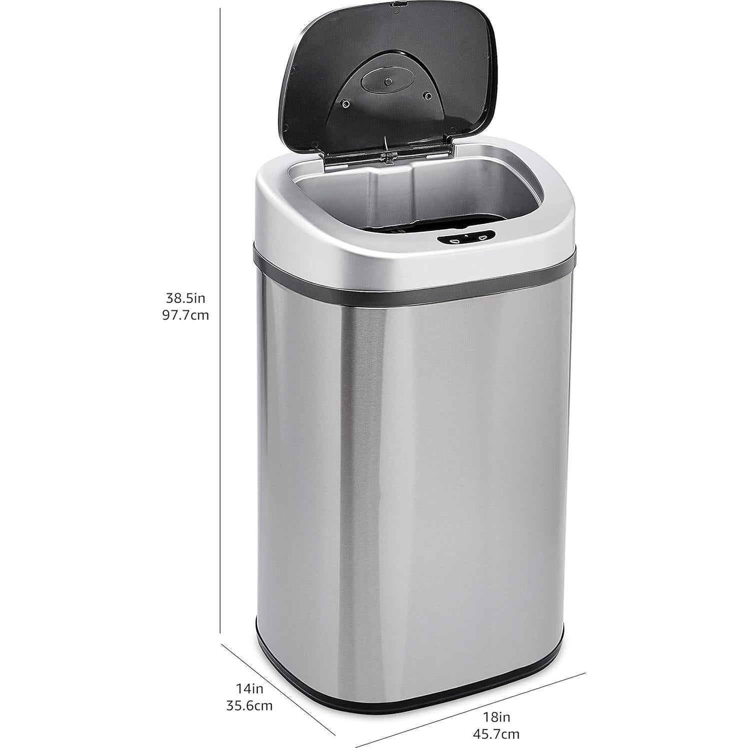 Basurero Automático Amazon Basics 80L Acero Inoxidable Doble Compartimento