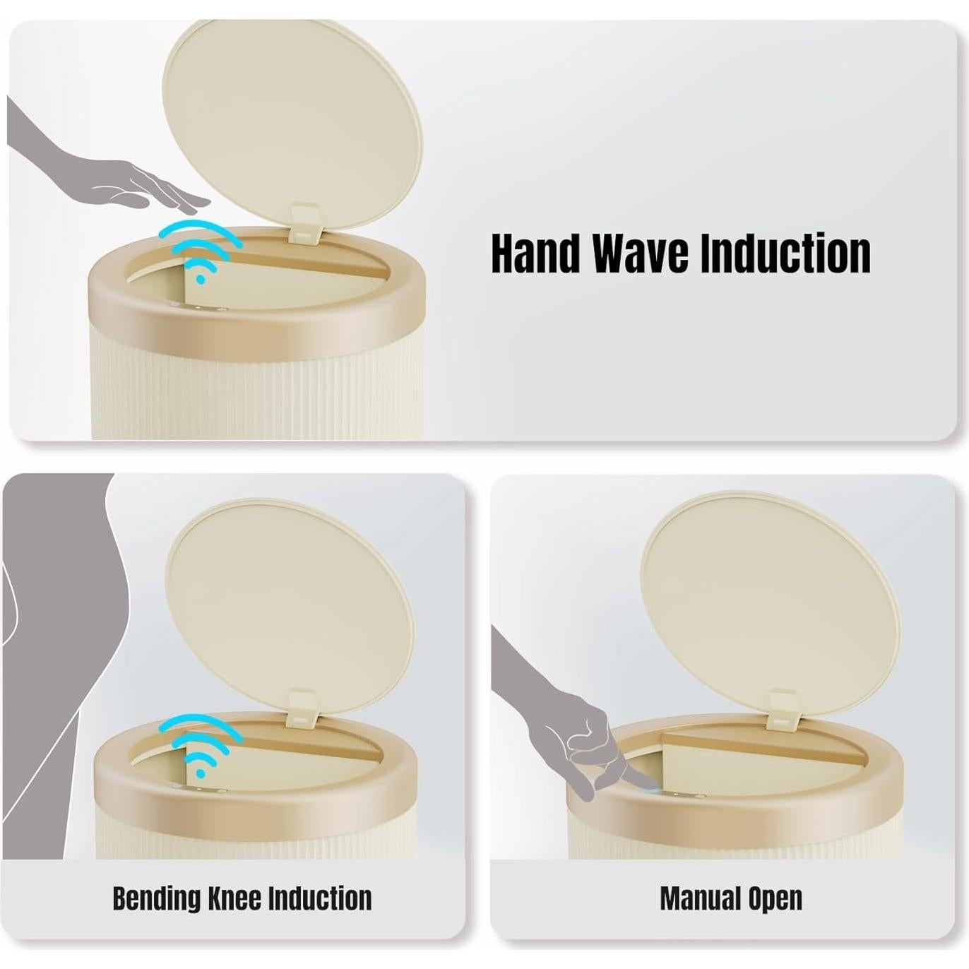 Cubo de Basura Automático URALFA 10.5L Blanco Crema con Sensor