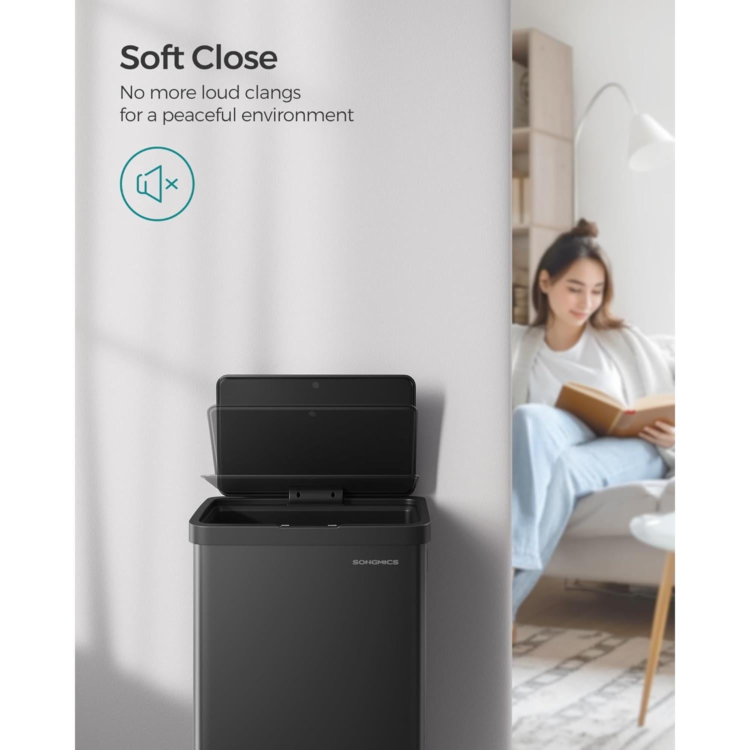 Papelera Automática SONGMICS 68L con Sensor de Movimiento, Acero Inoxidable