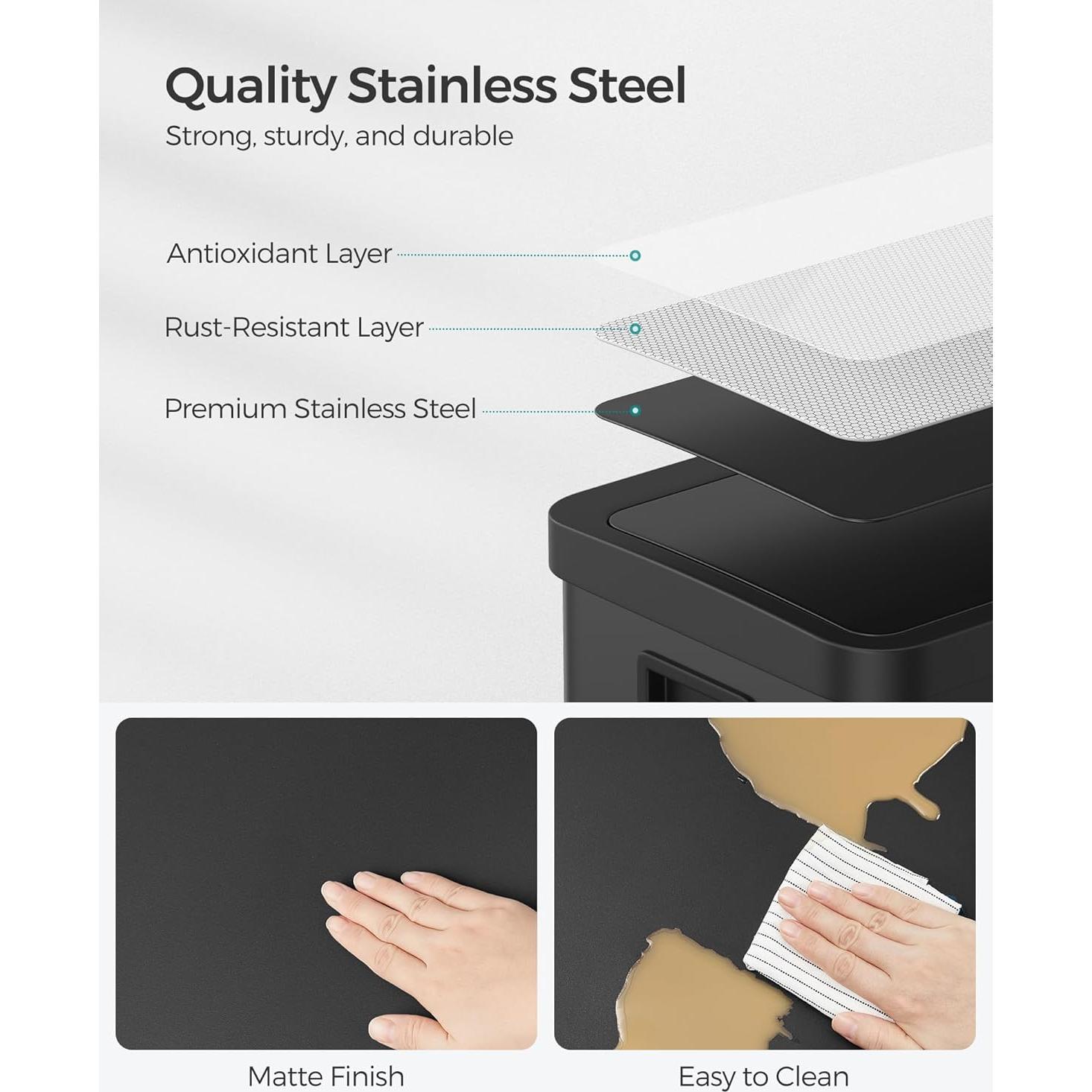 Papelera Automática SONGMICS 68L con Sensor de Movimiento, Acero Inoxidable