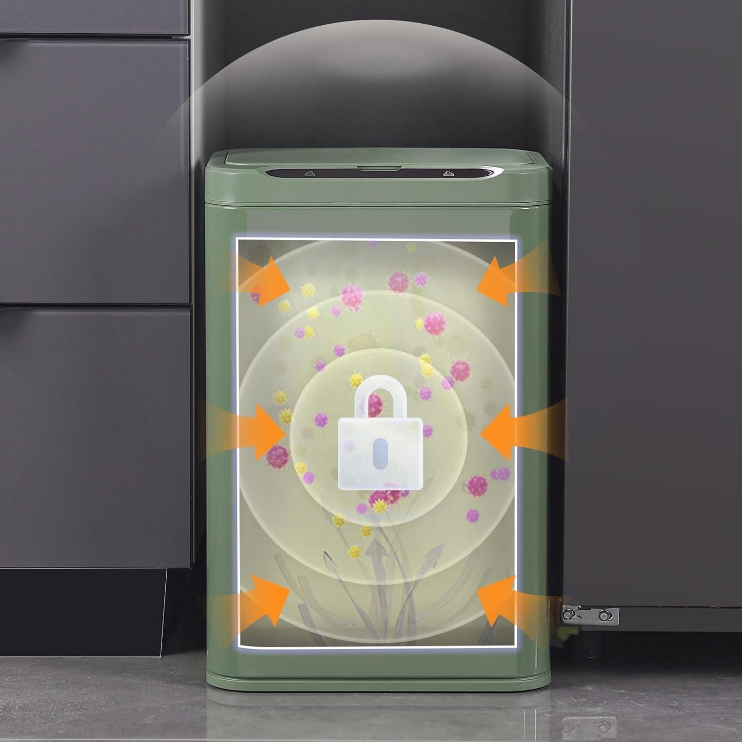 Bote de Basura ELPHECO 20.8L Acero Inoxidable Verde Aguacate